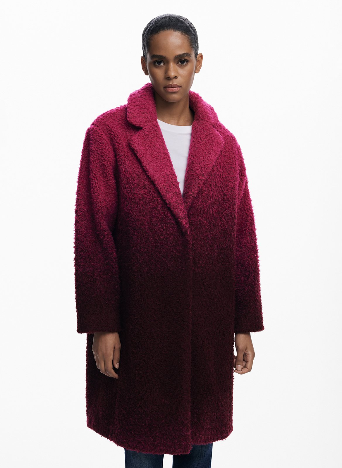 Manteau ample dégradé en fausse fourrure DESIGUAL Rouge