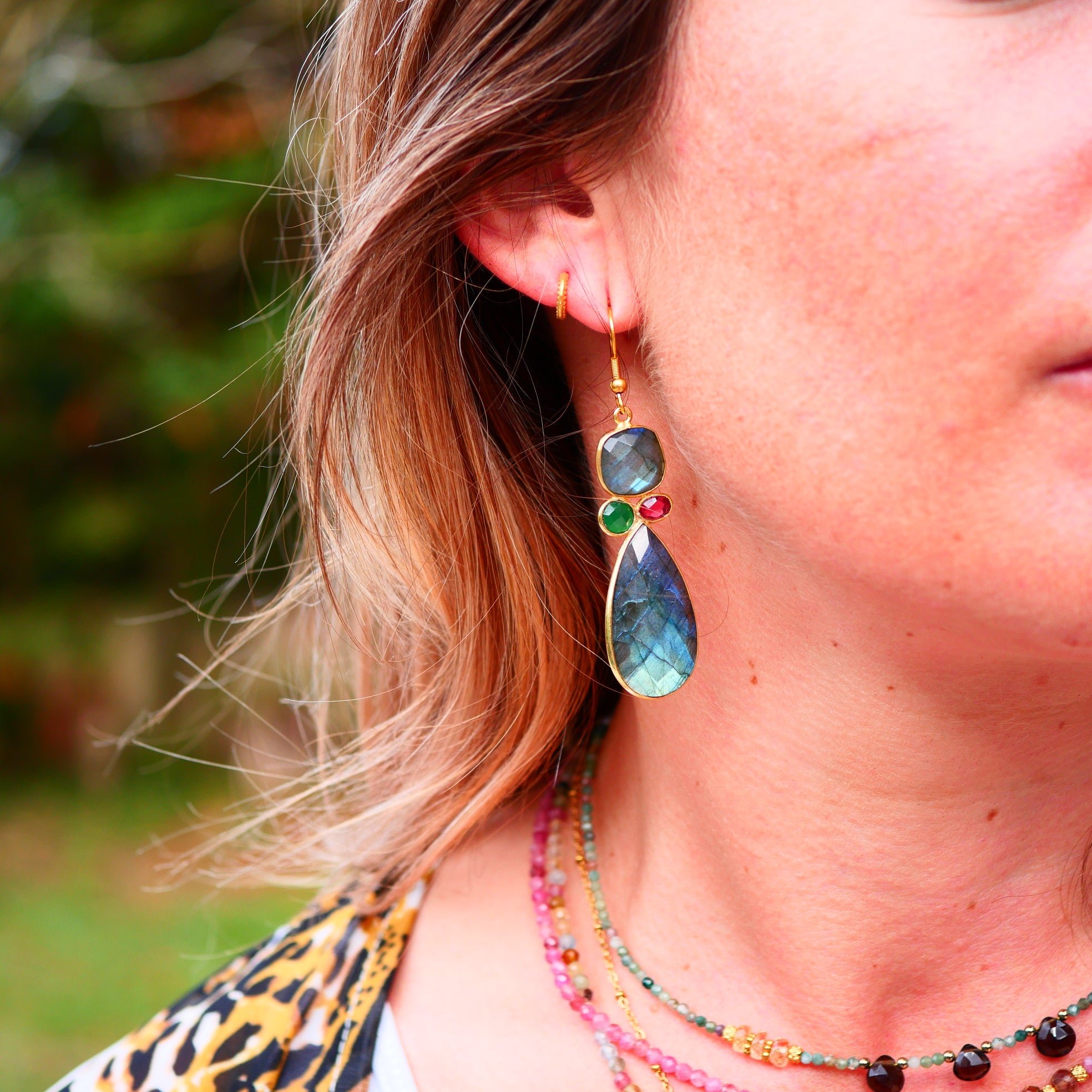 Labradorite earrings GINANDGER Grey