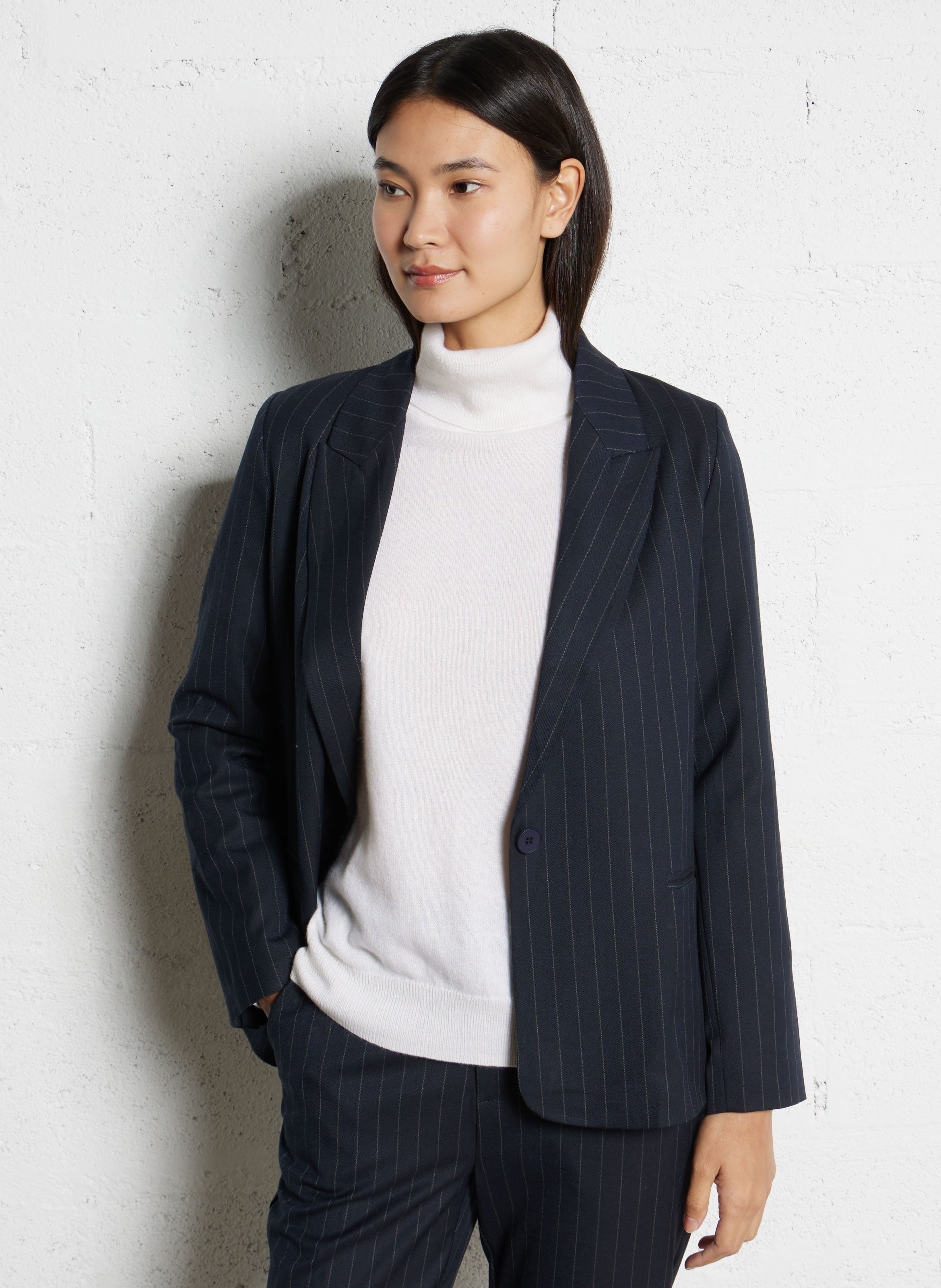 Gerade geschnittener, gestreifter Blazer SUD EXPRESS Blau