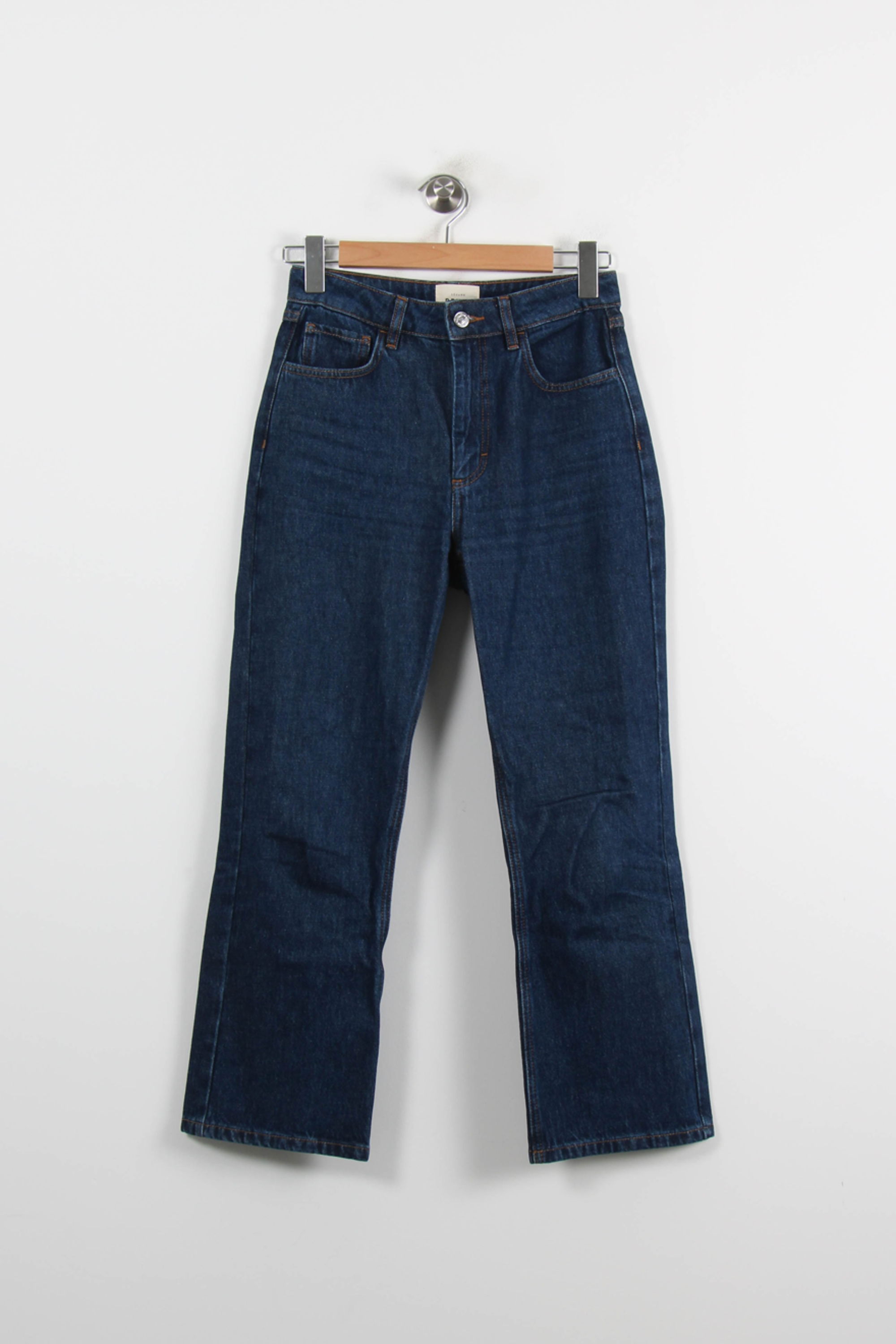 Cropped slim jeans with studs Blue
