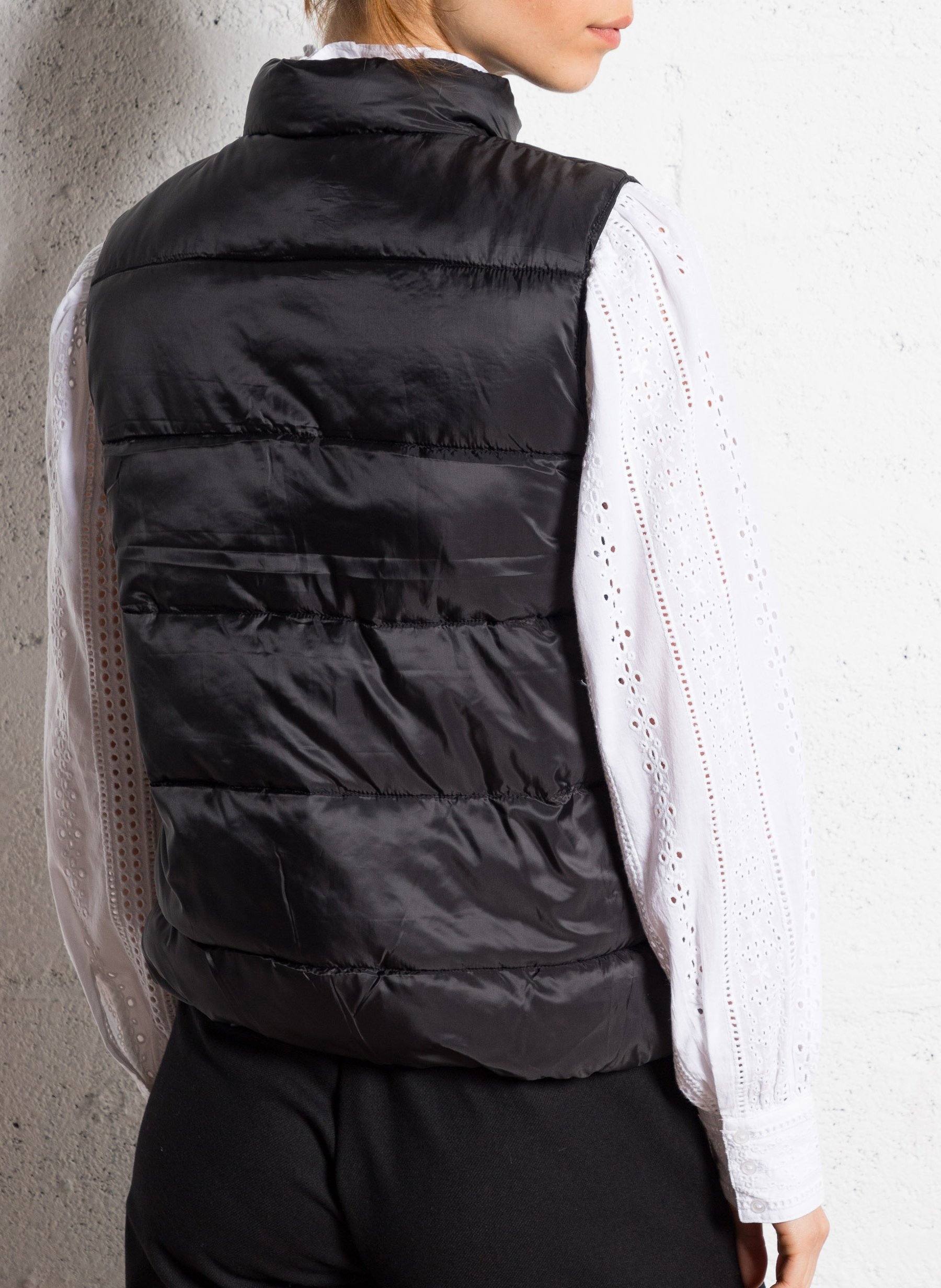 Quilted sleeveless high-neck puffer vest MAISON 123 Black