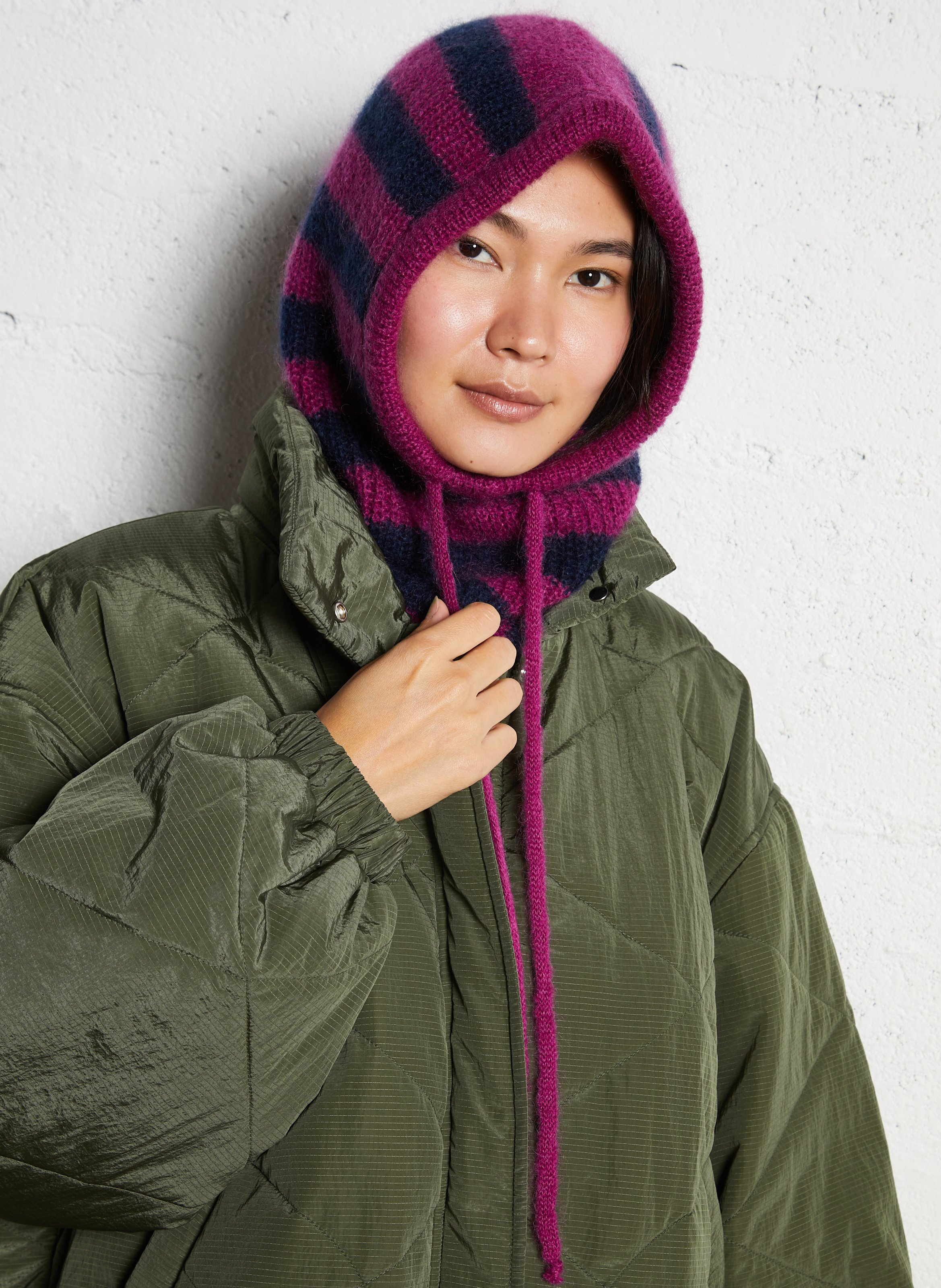 Gestreepte capuchon van gemengde mohair LEON & HARPER