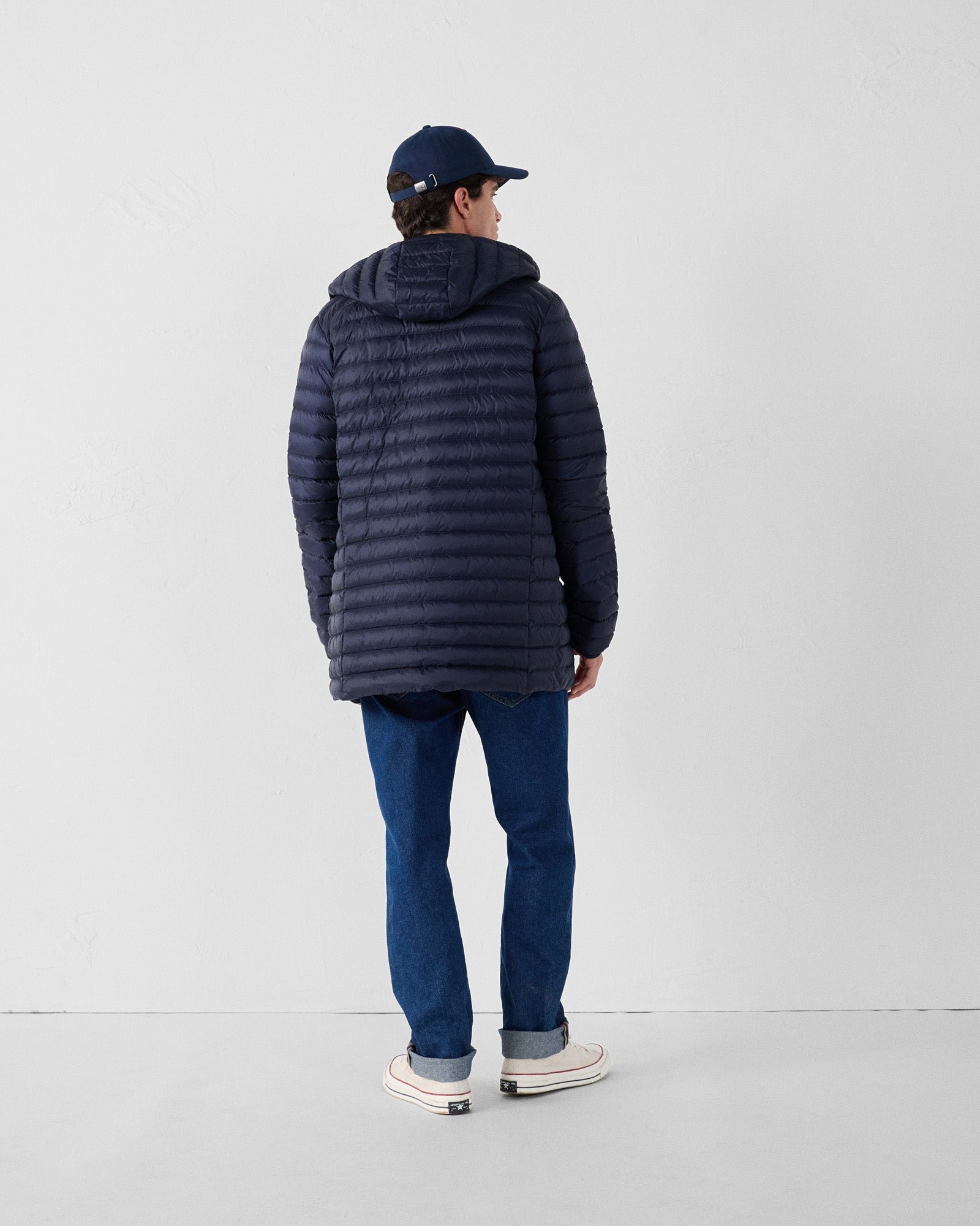 Doudoune mi-longue à capuche xavier JOTT Bleu