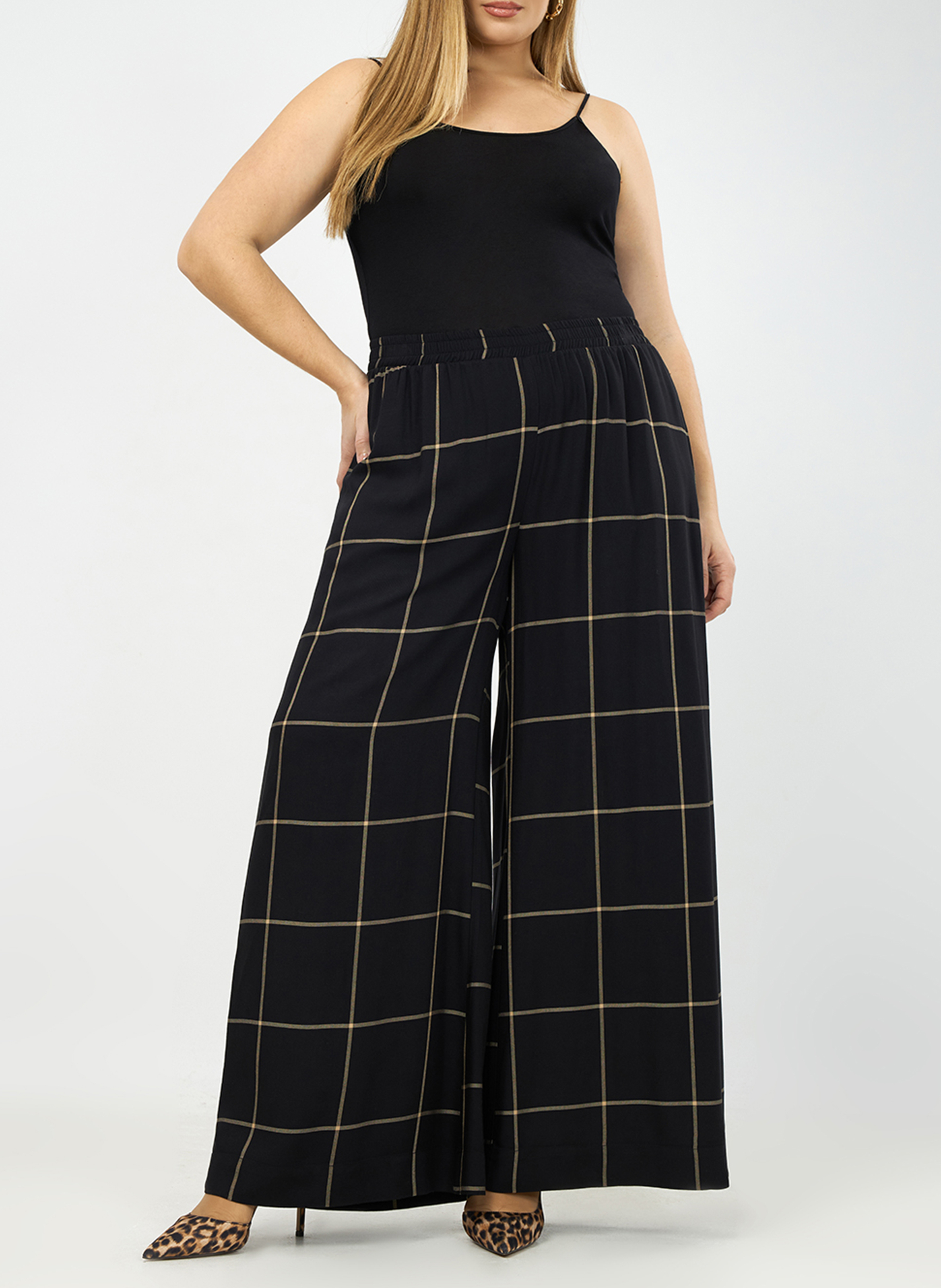 Gerade geschnittene Karohose MAT FASHION Braun