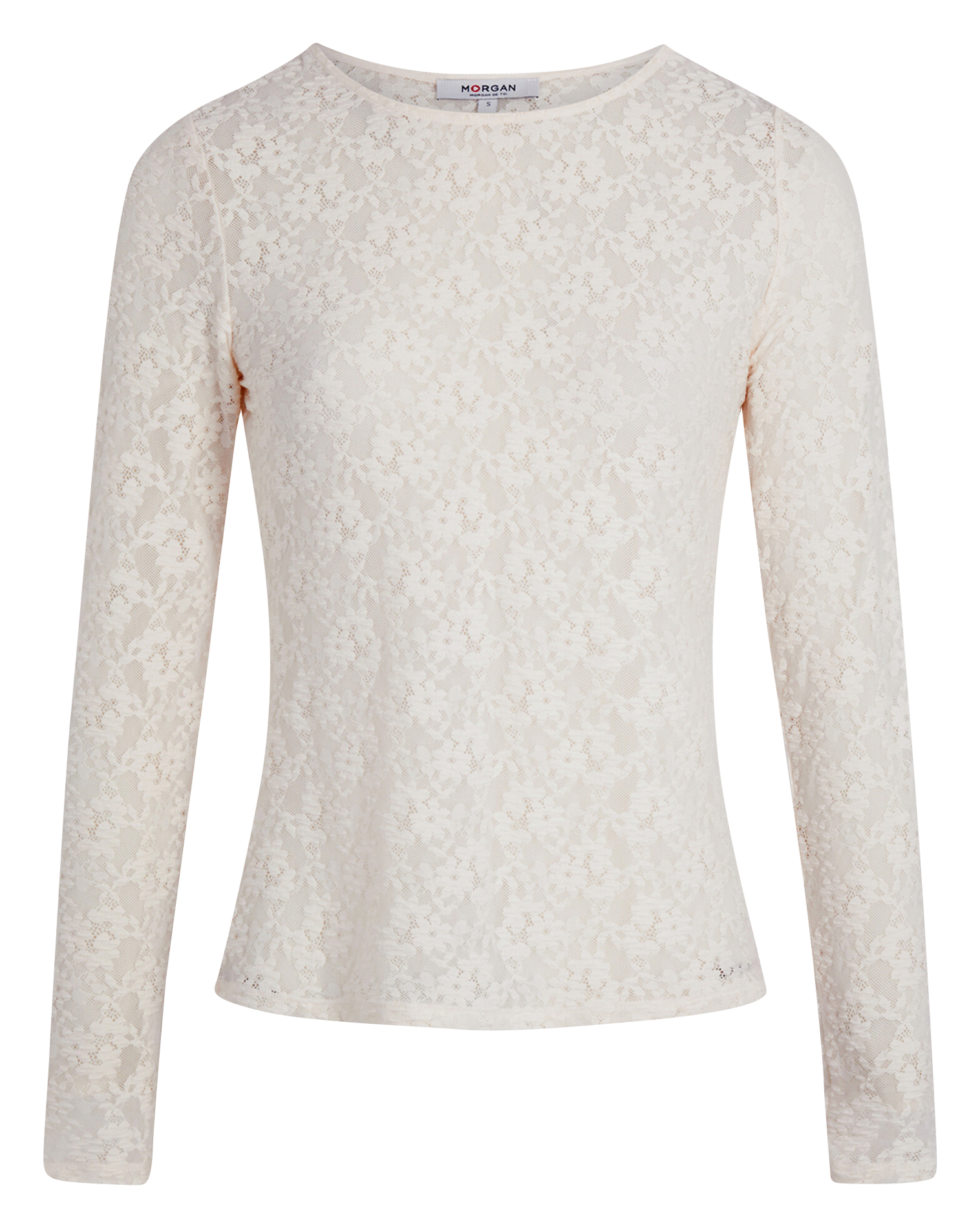 Tee-shirt cintré en dentelle MORGAN Beige