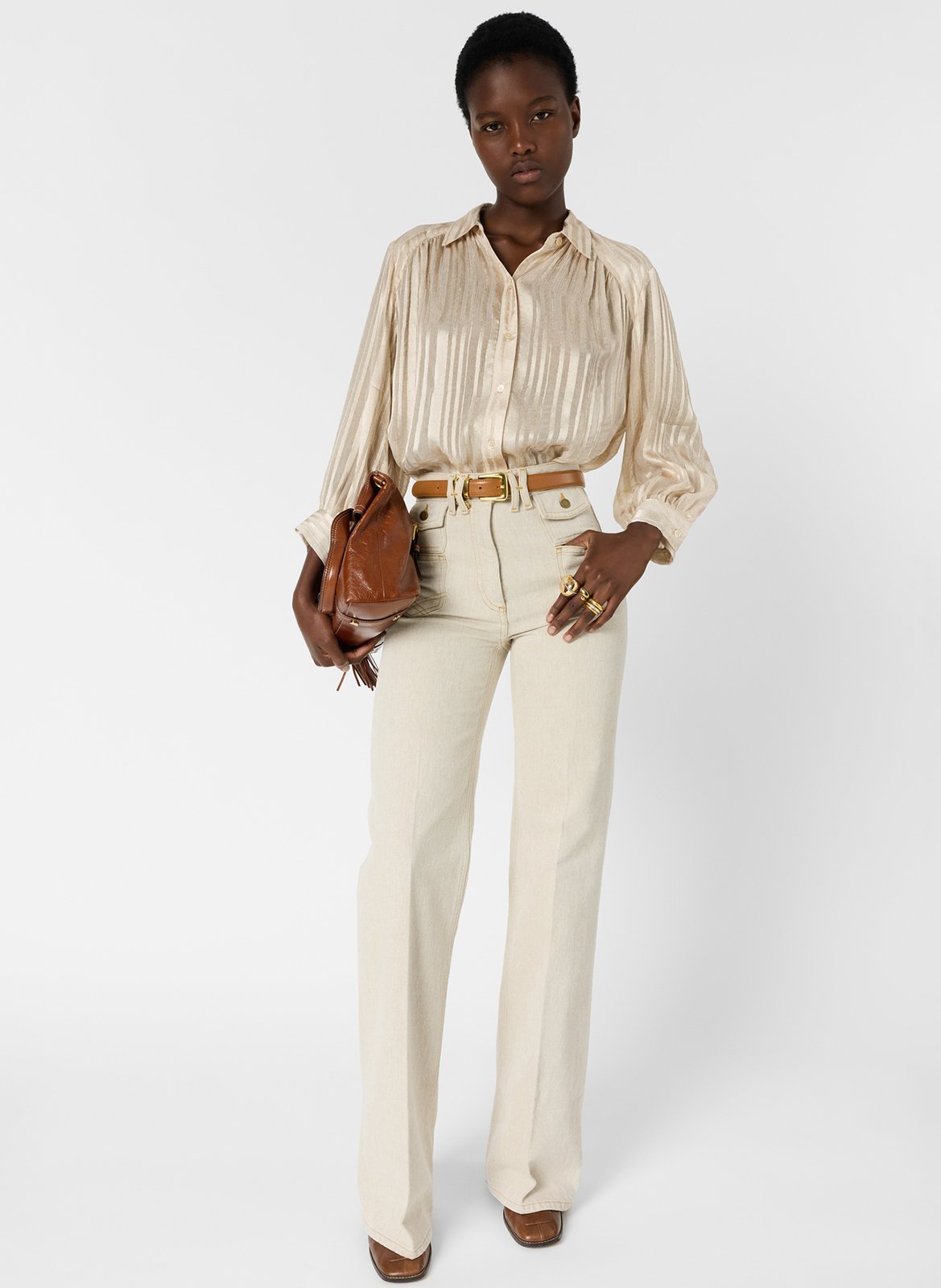 Straight Fluid Striped Shirt GERARD DAREL Beige