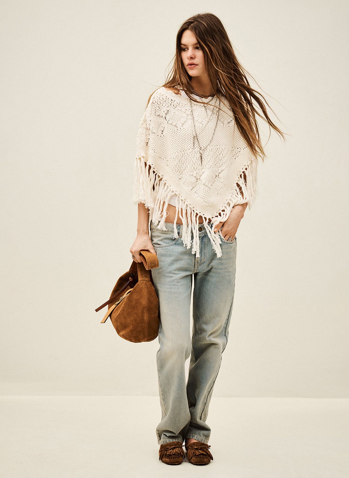 Jean droit taille basse en coton BA&SH Bleu