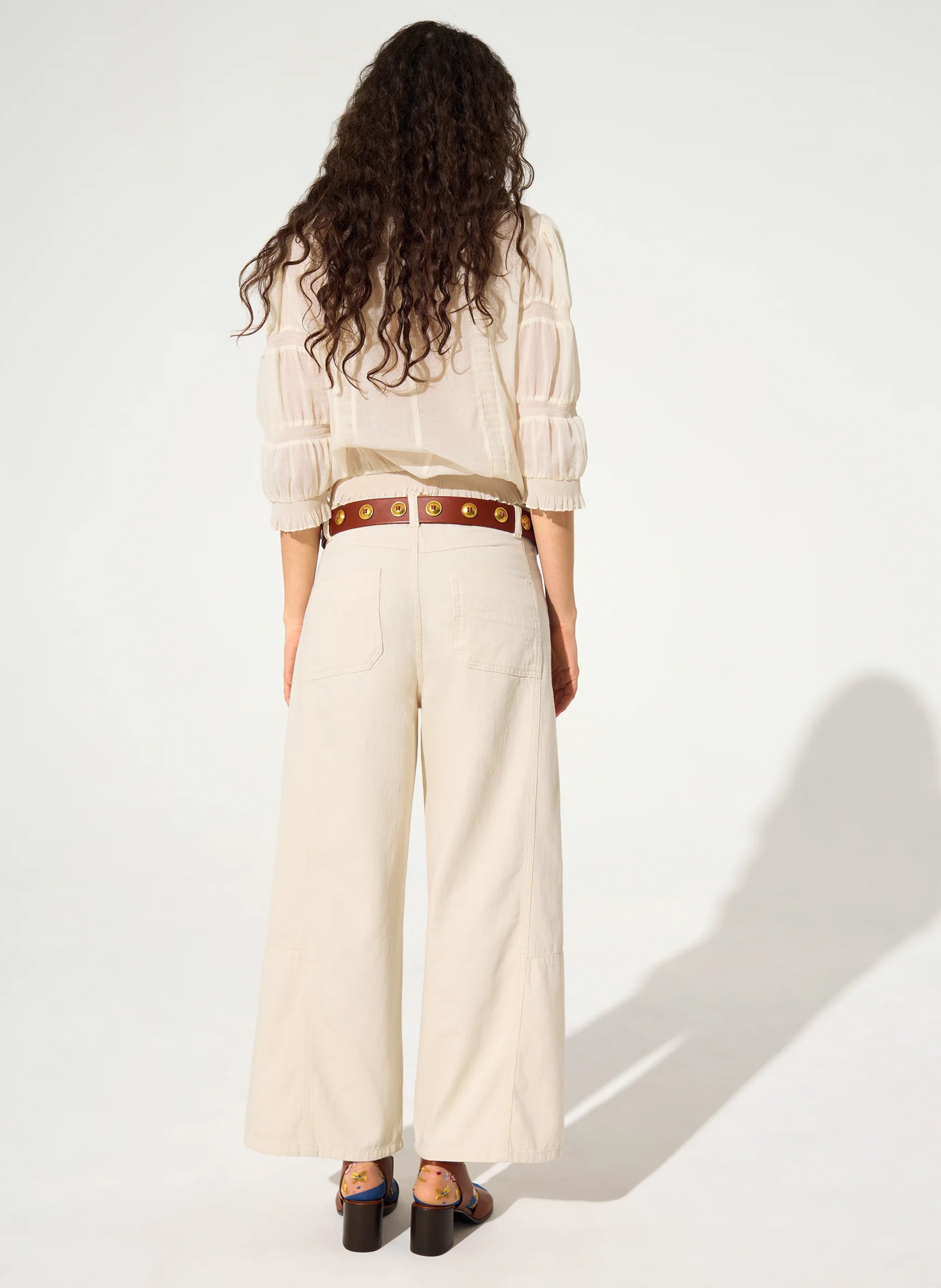 Jean large taille mi haute ACOTE Blanc