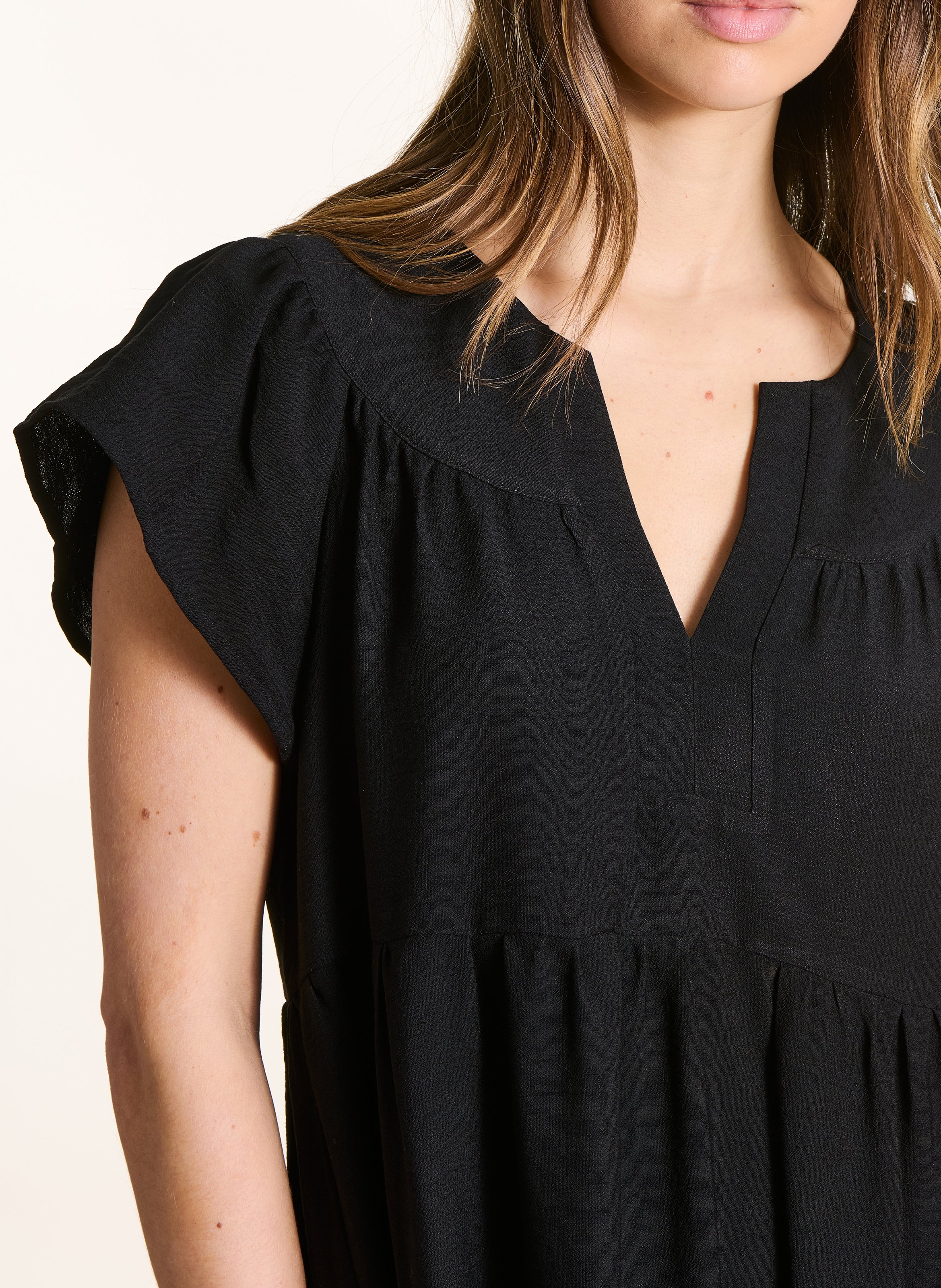 Langes Kleid mit Rundhalsausschnitt LA FEE MARABOUTEE Schwarz