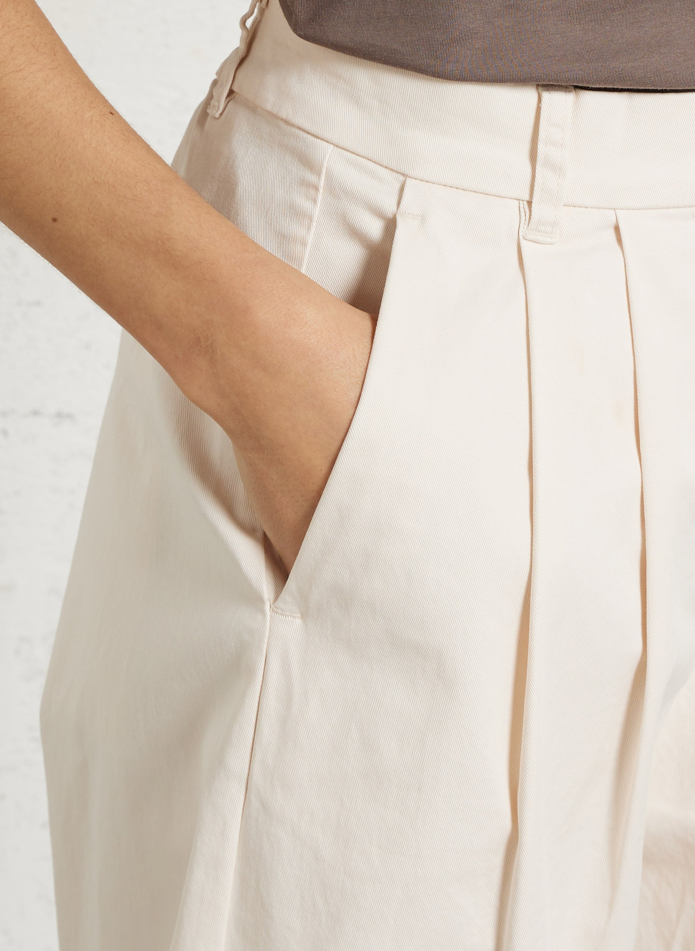 Weite Hose aus Baumwoll-Mix mit hohem Bund RUE DE TOKYO Beige