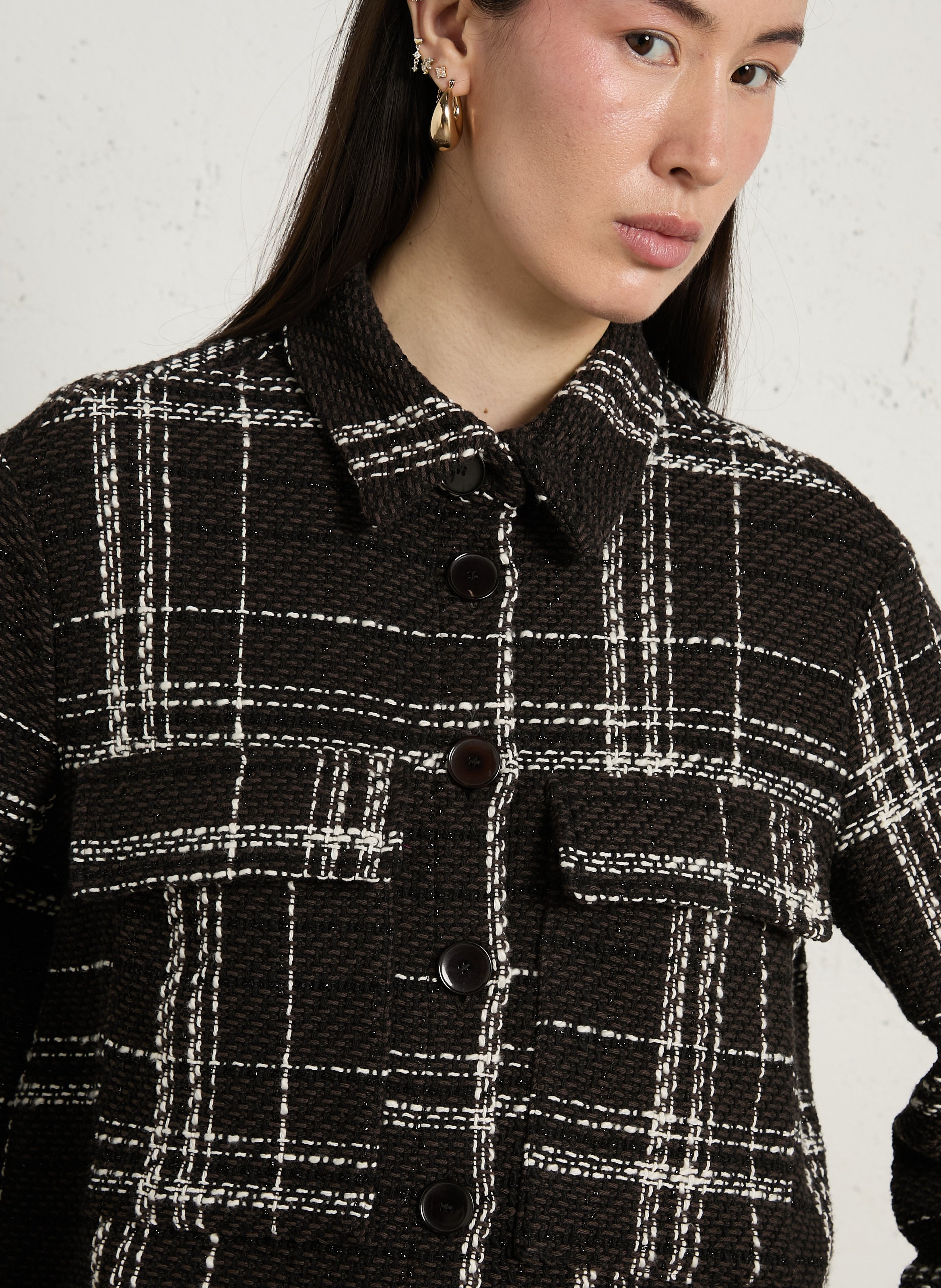 Veste col classique en coton mélangé PLEASE Marron