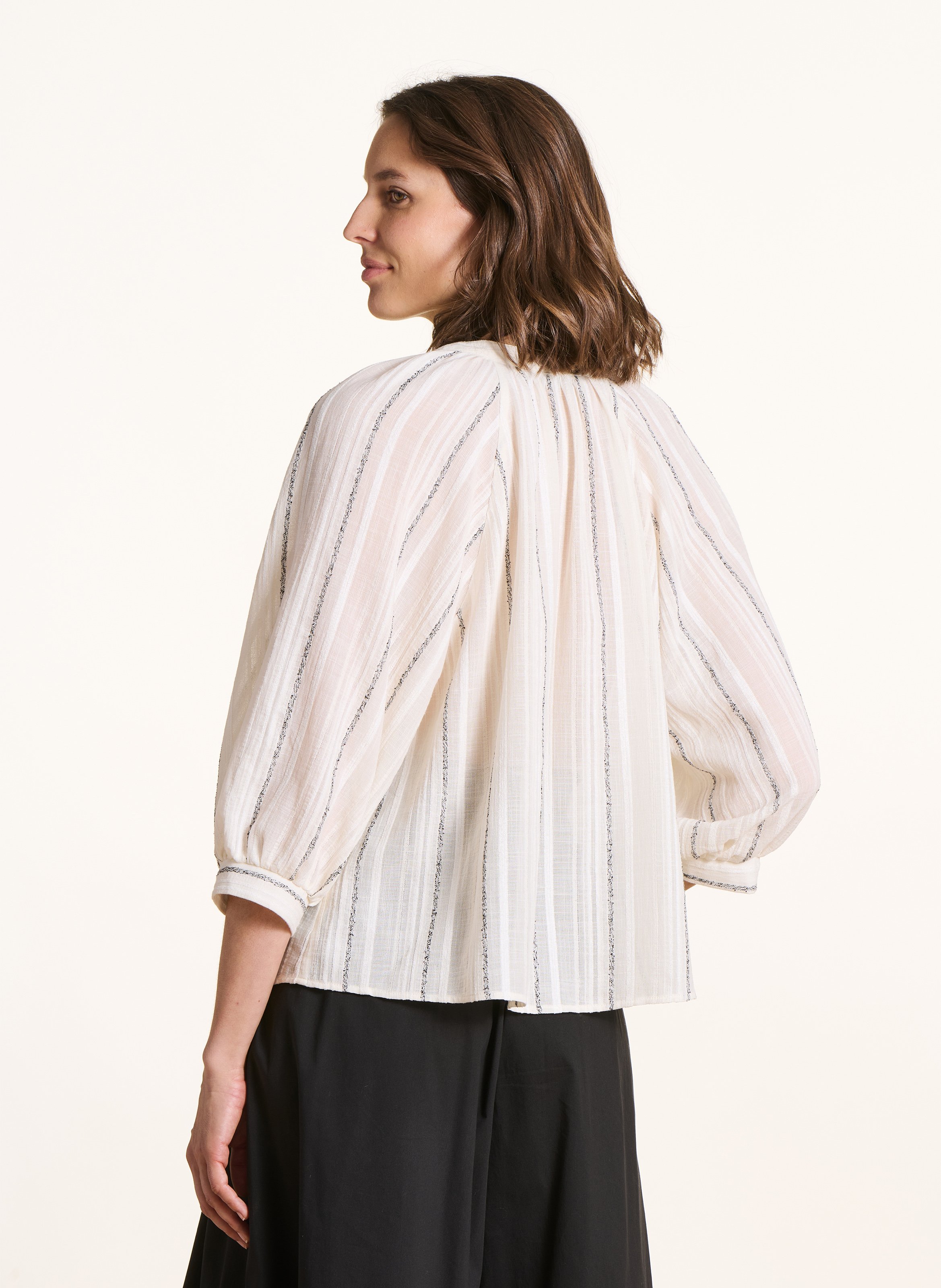 Oversized round neck striped shirt LA FEE MARABOUTEE White