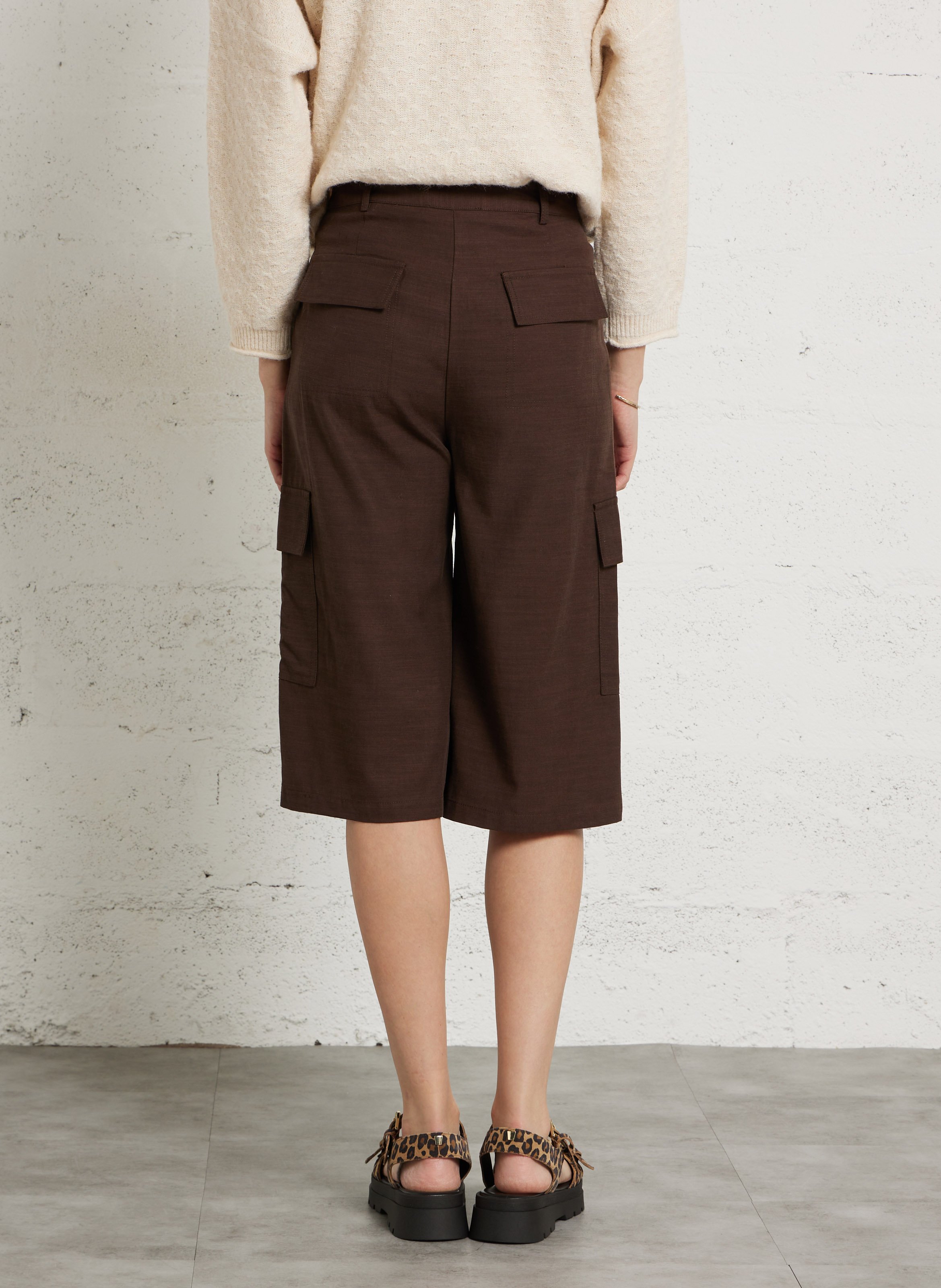 Bermuda large taille haute LA PETITE ETOILE Marron