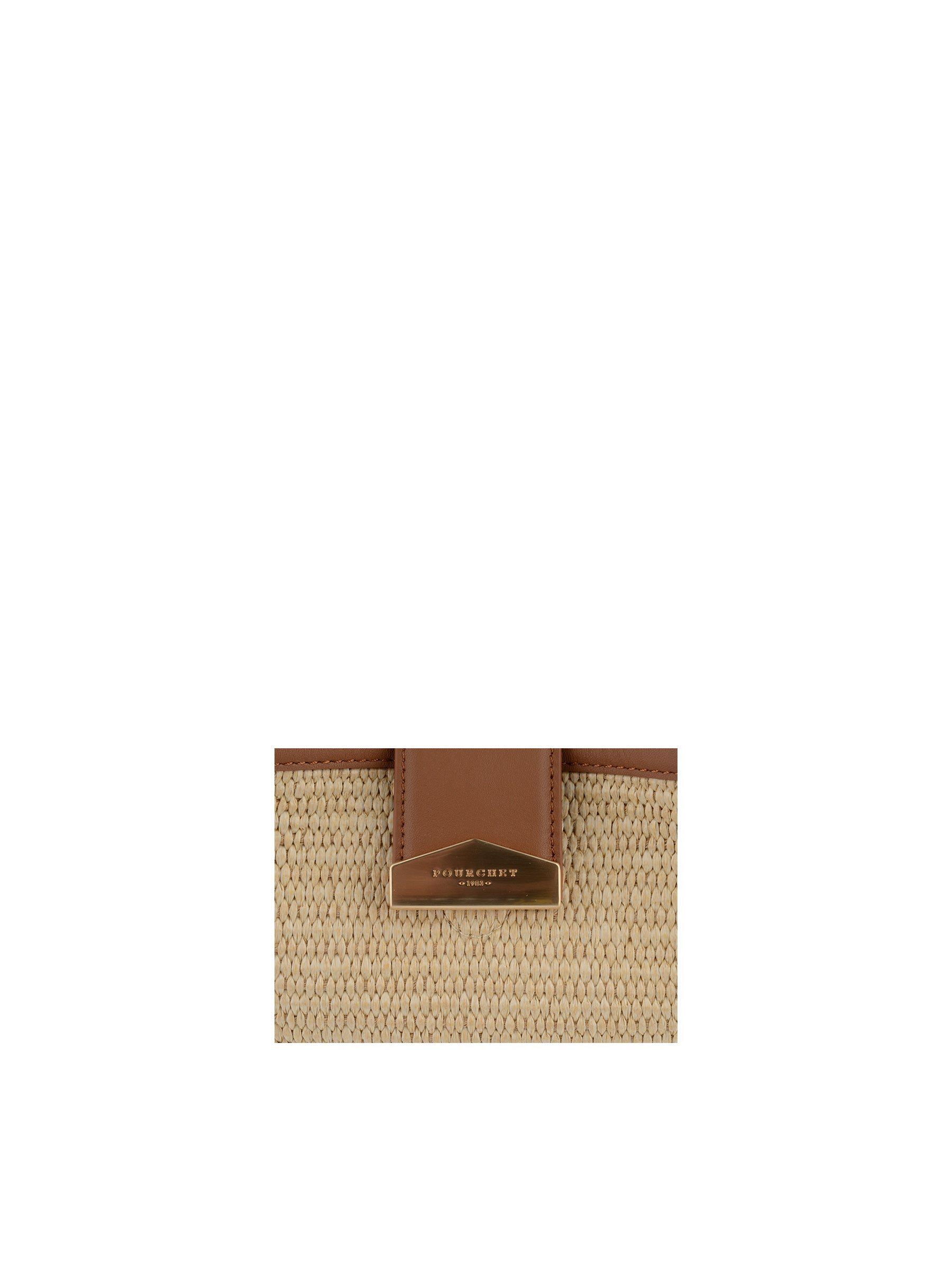 Handbag in straw trimmed with leather POURCHET Golden