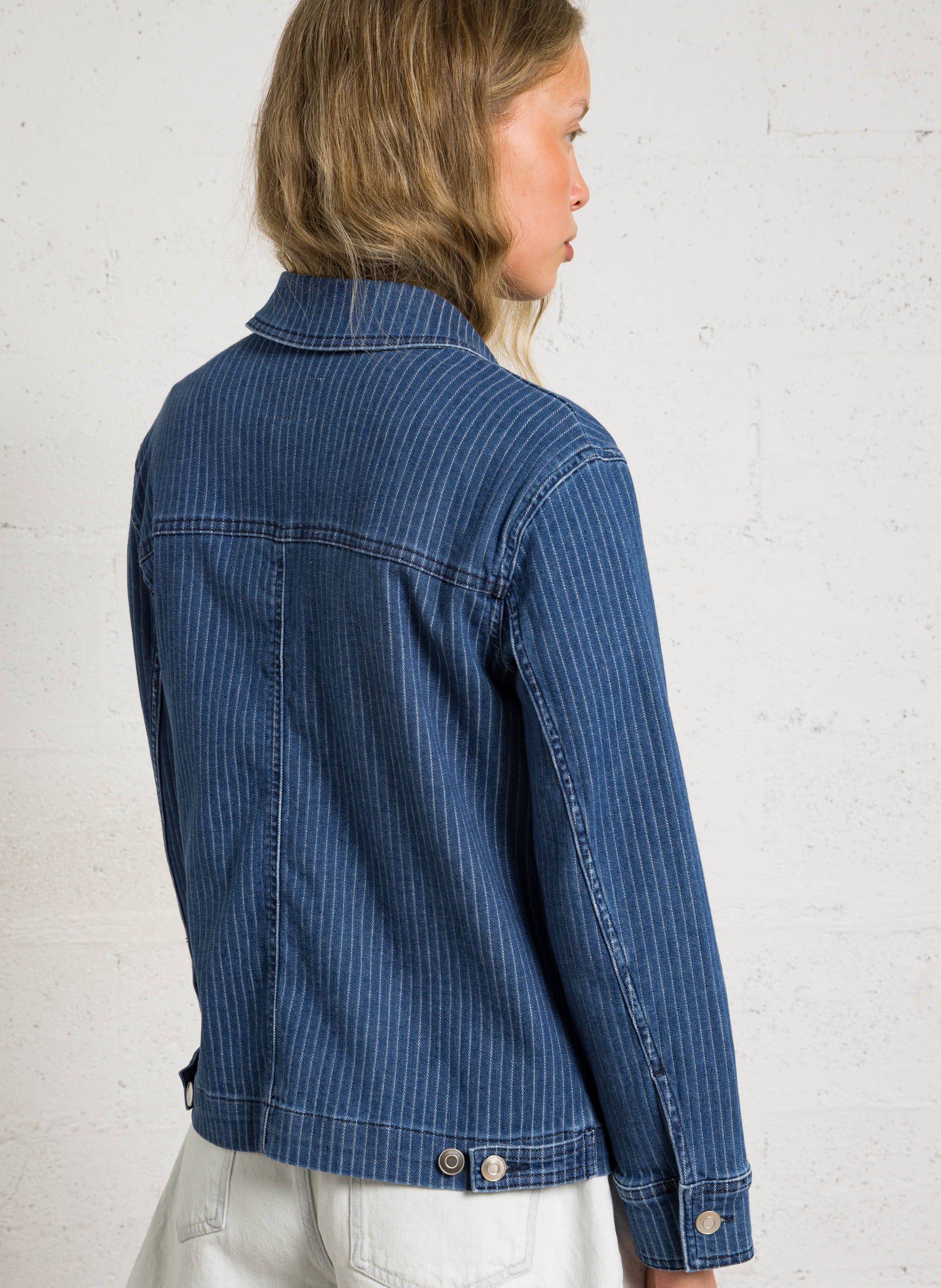 Buttoned straight striped jacket MAISON 123 Blue