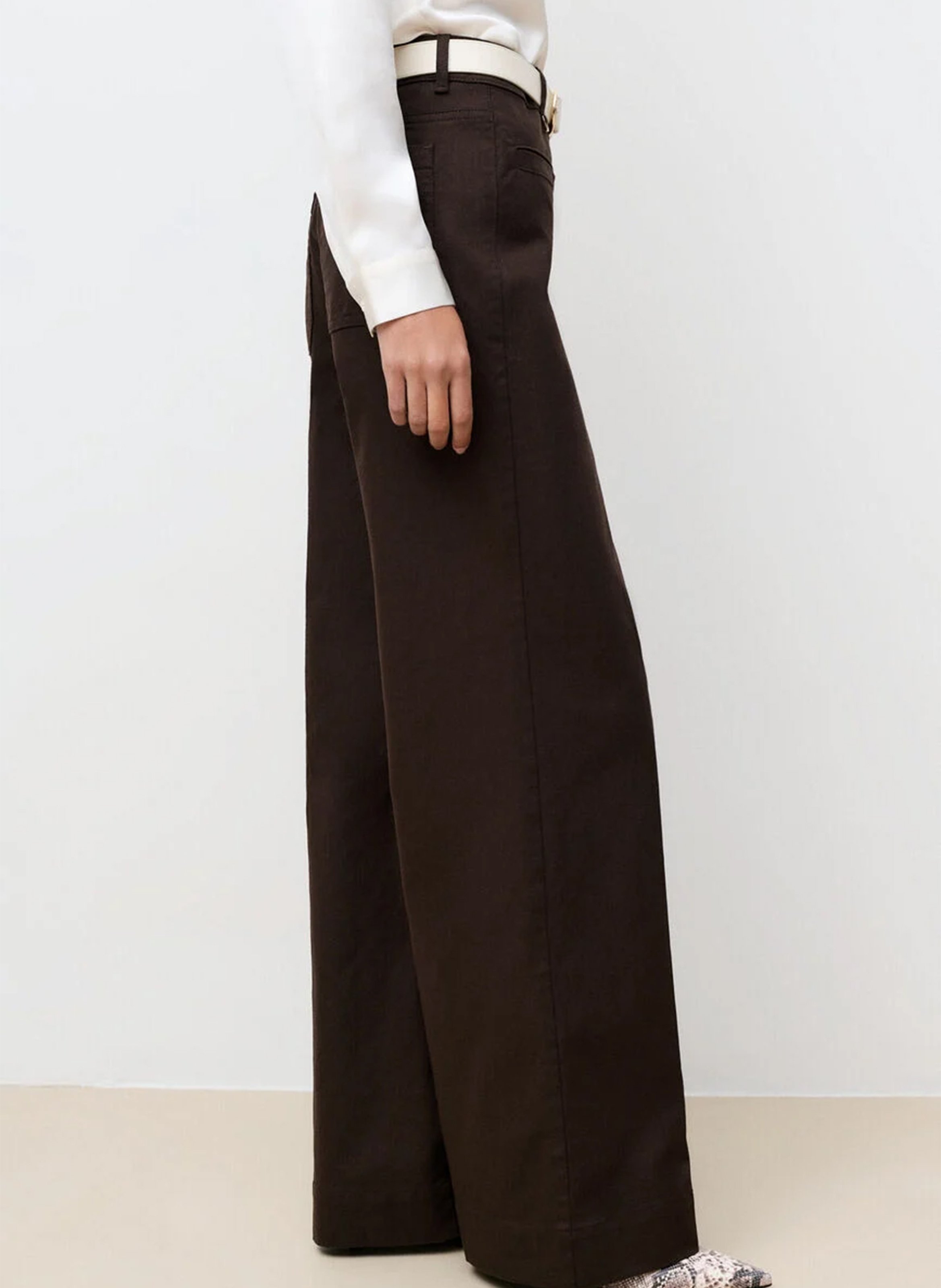 Straight cotton-blend pants Brown