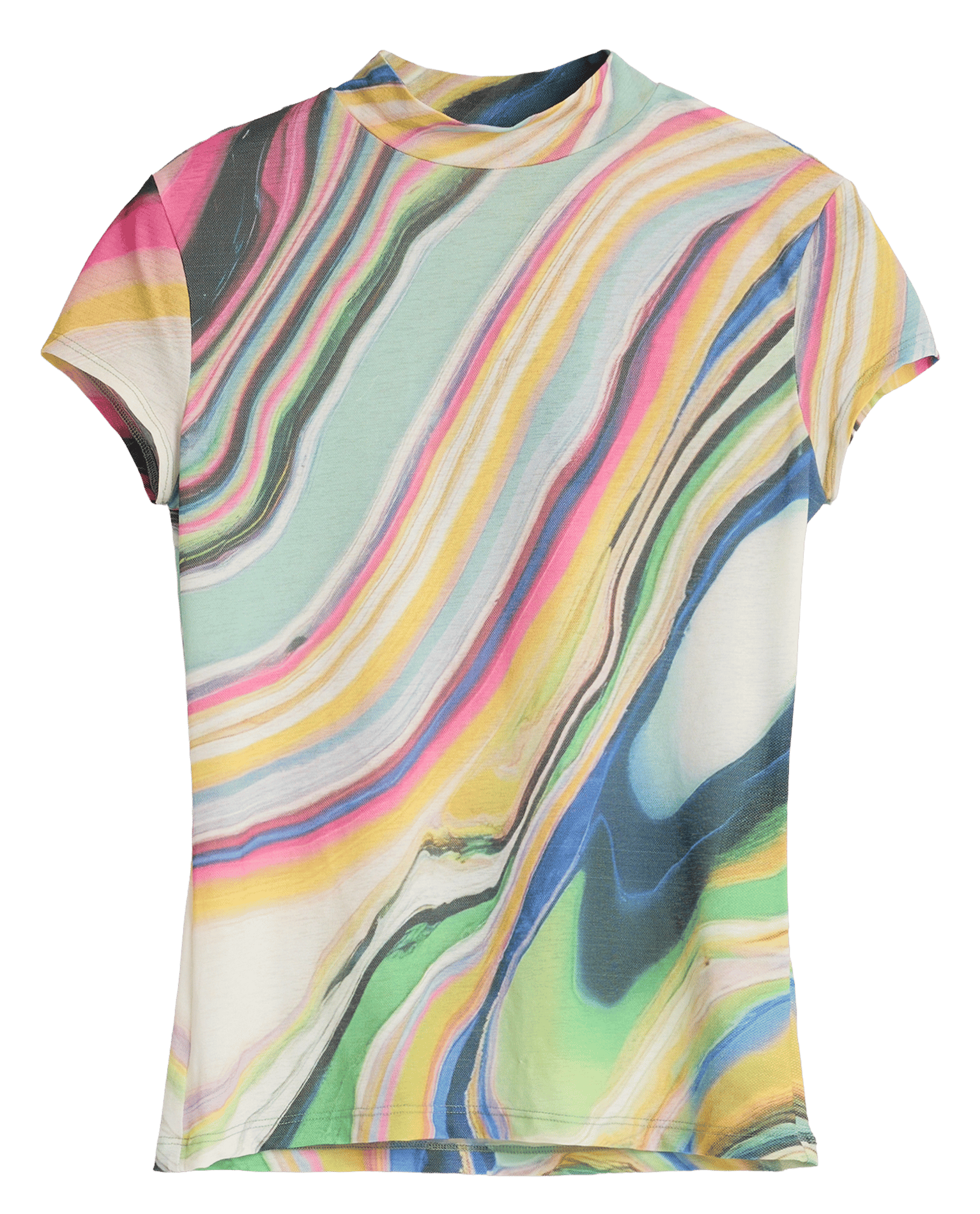 T-shirt met print en ronde hals DESIGUAL Groen
