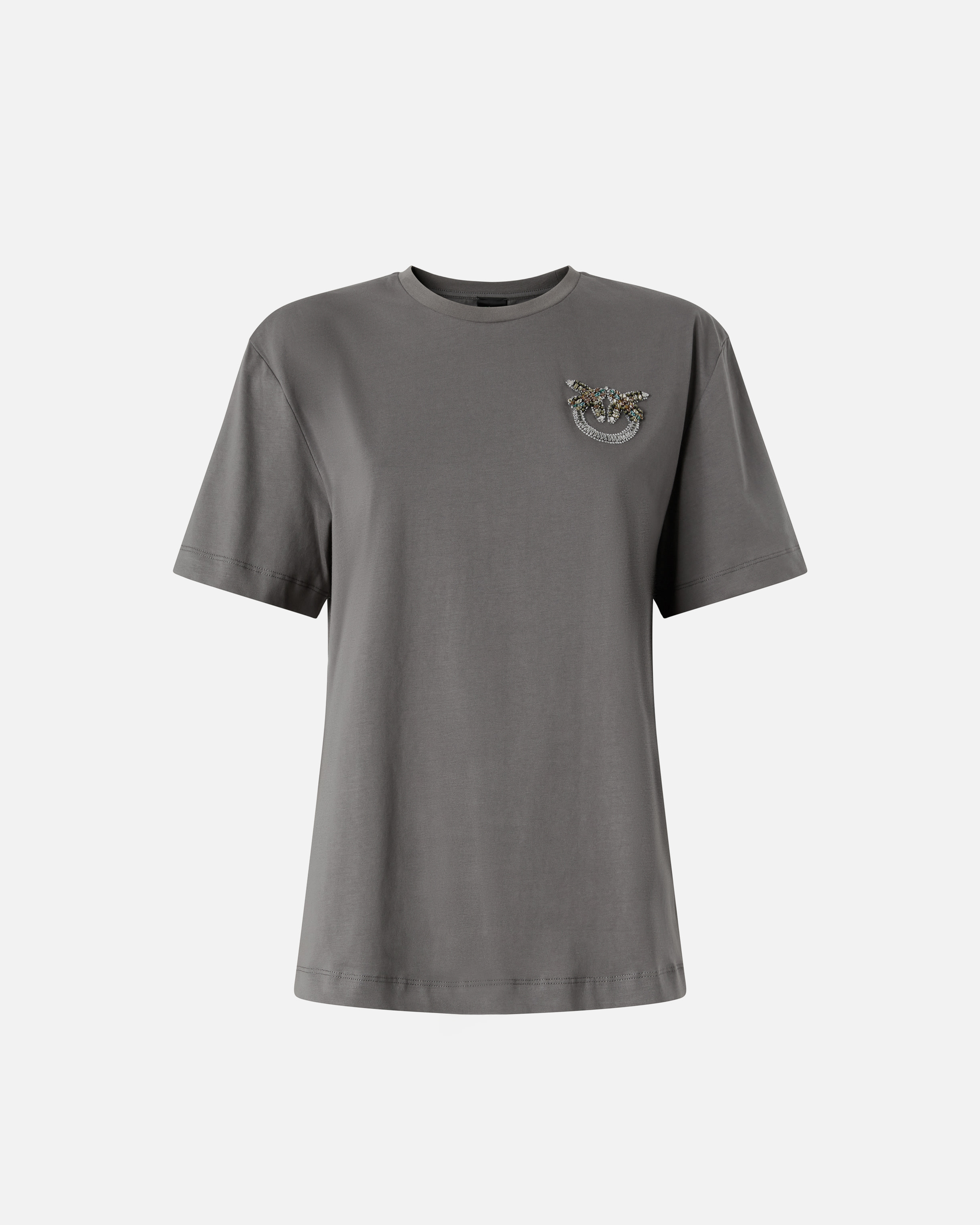 T-shirt avec application bijou love birds PINKO Gris