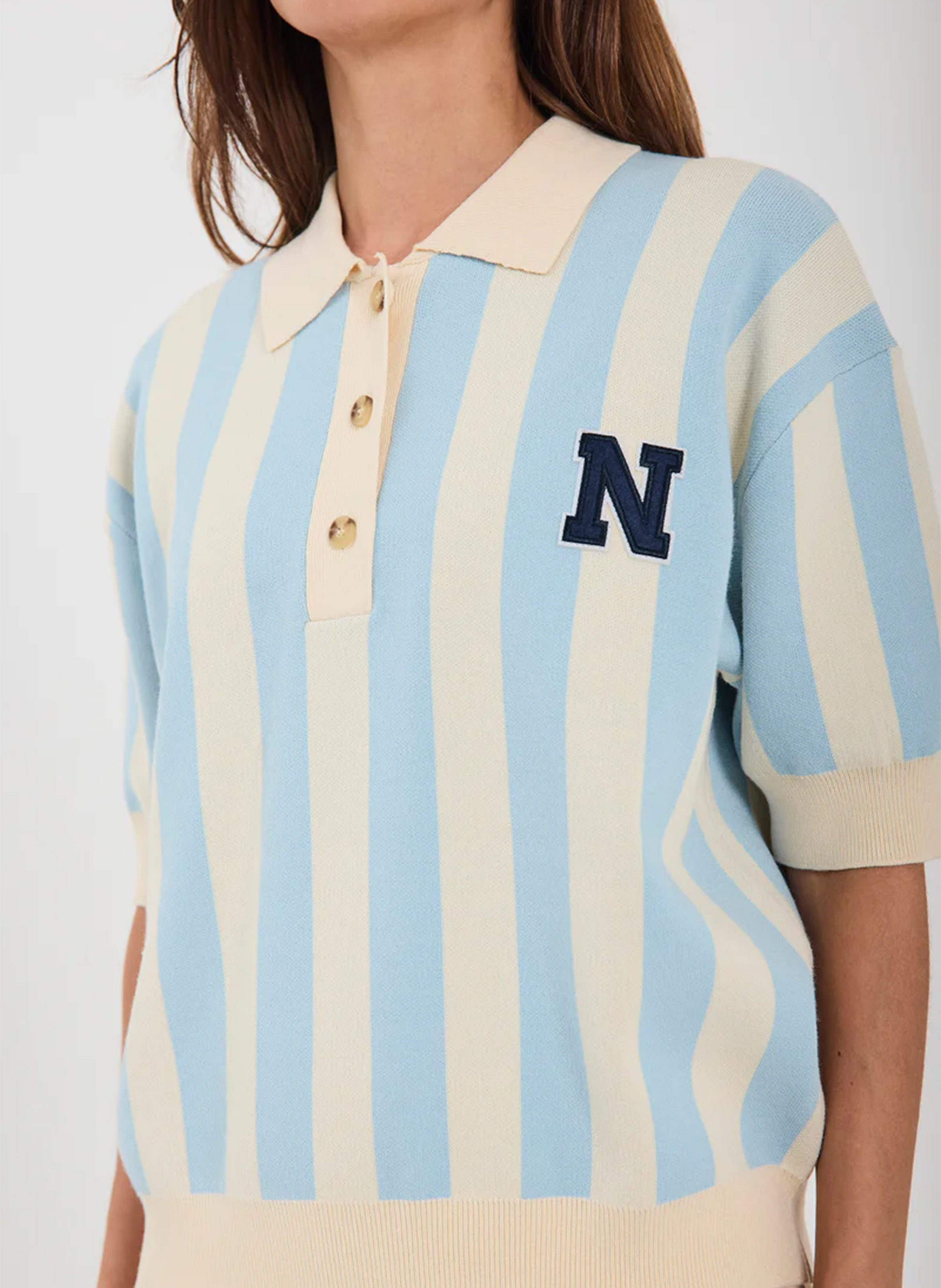 Gestreifter Strickpolo NORR Blau