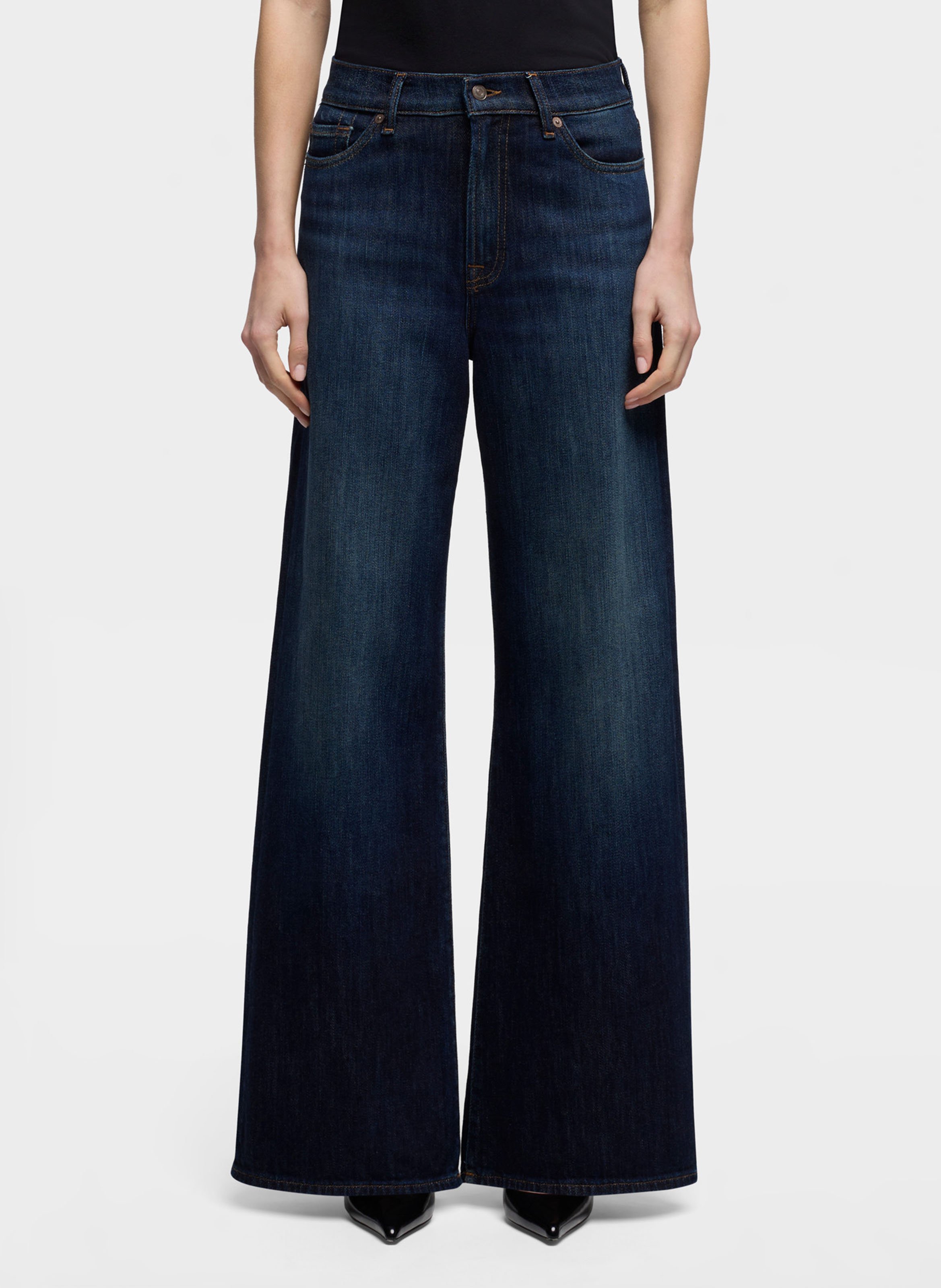 Weite High-Waist Flare-Jeans 7 FOR ALL MANKIND Blau