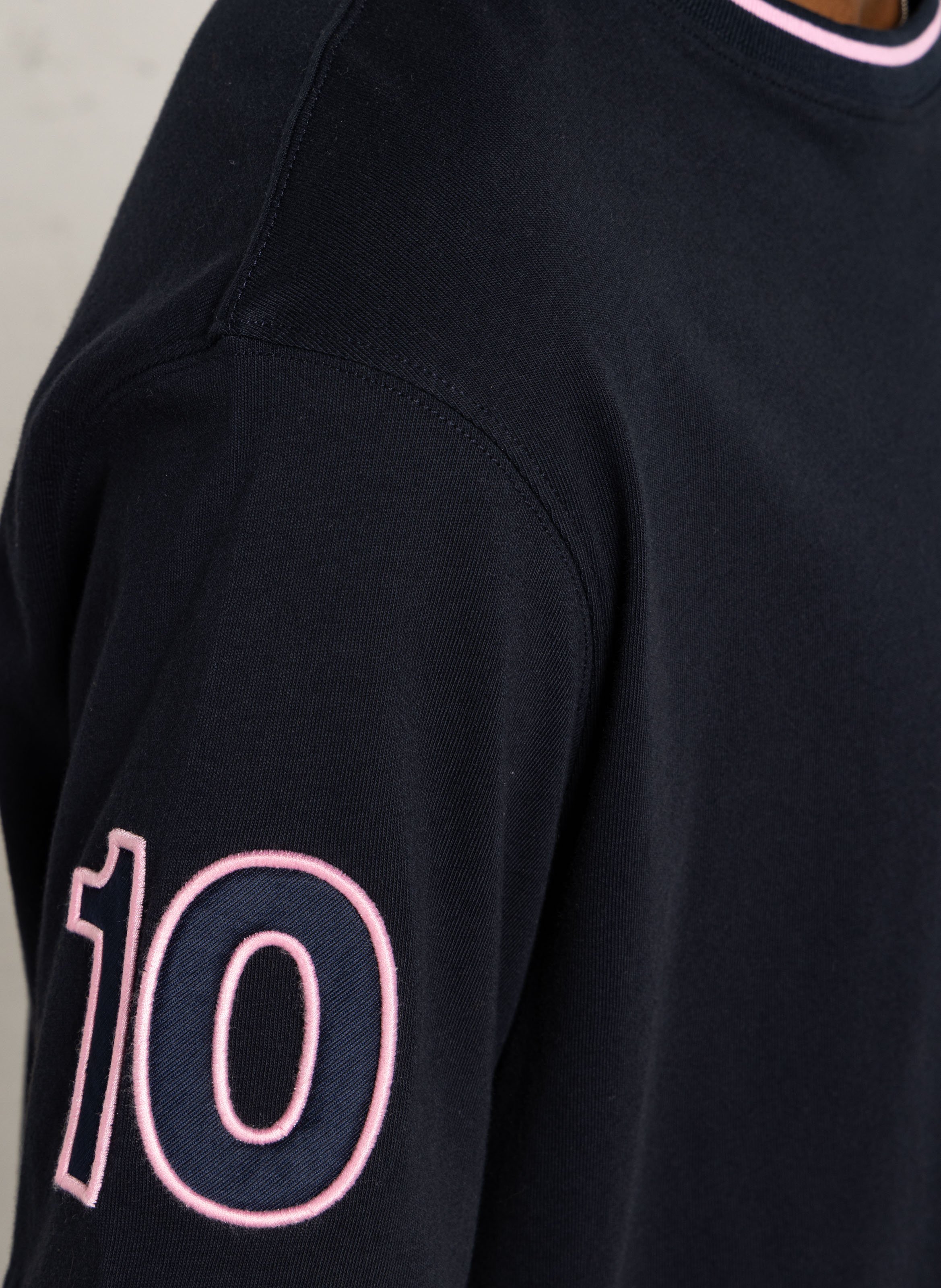 Staright embroidered round-neck cotton T-shirt EDEN PARK Blue