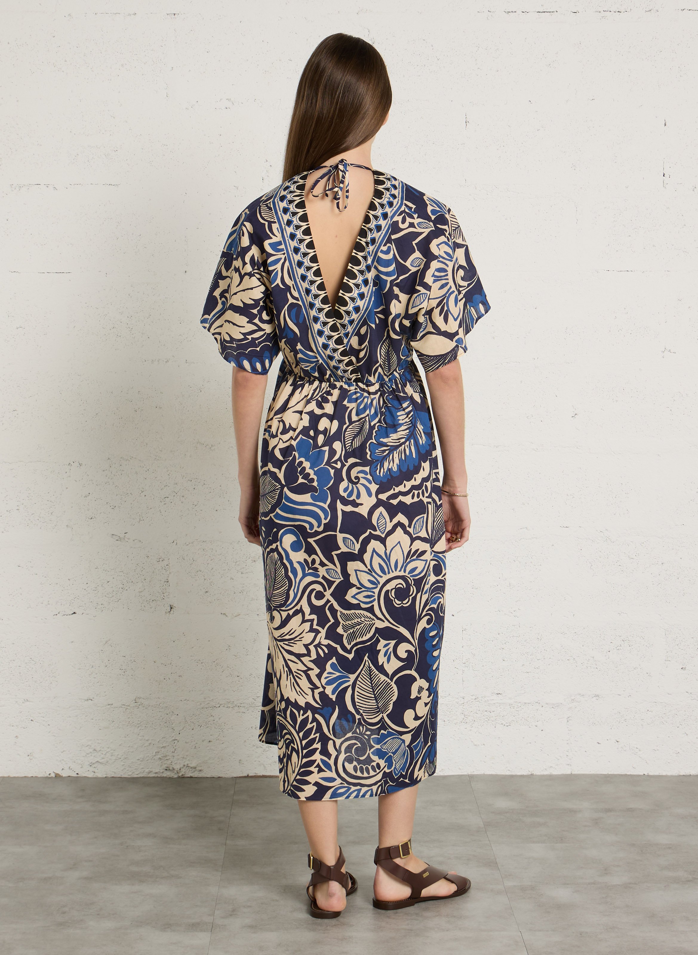 Fitted cotton midi dress SUD EXPRESS Blue