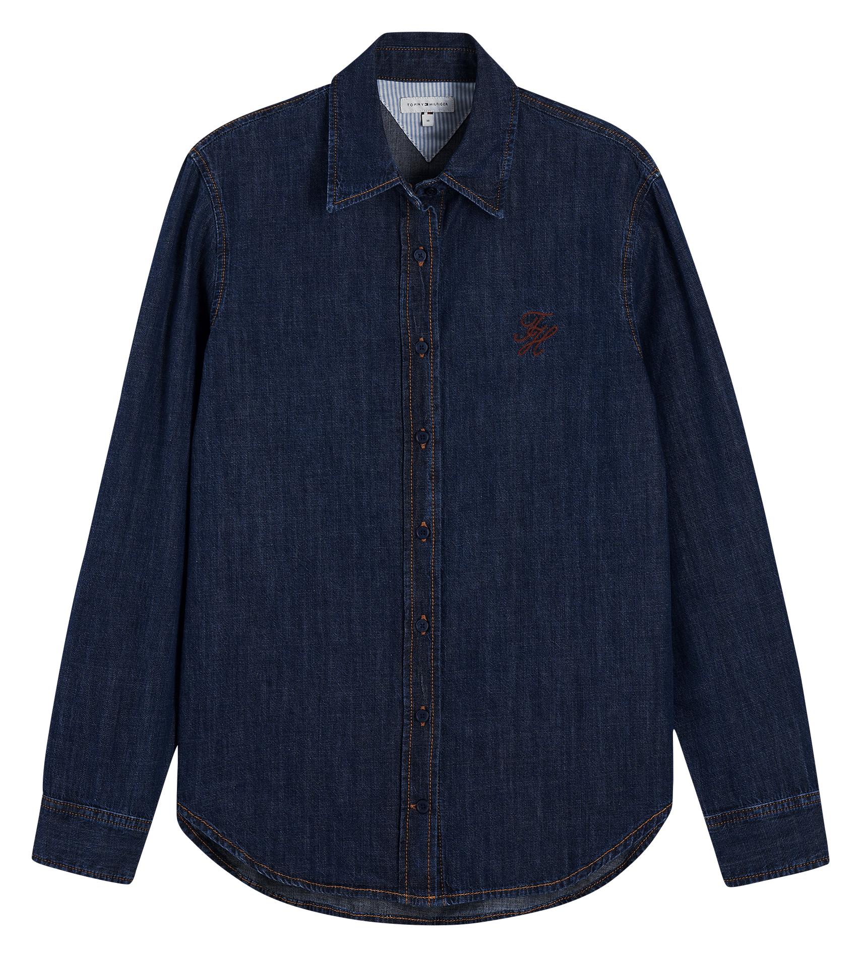Straight-cut cotton denim shirt TOMMY HILFIGER Blue