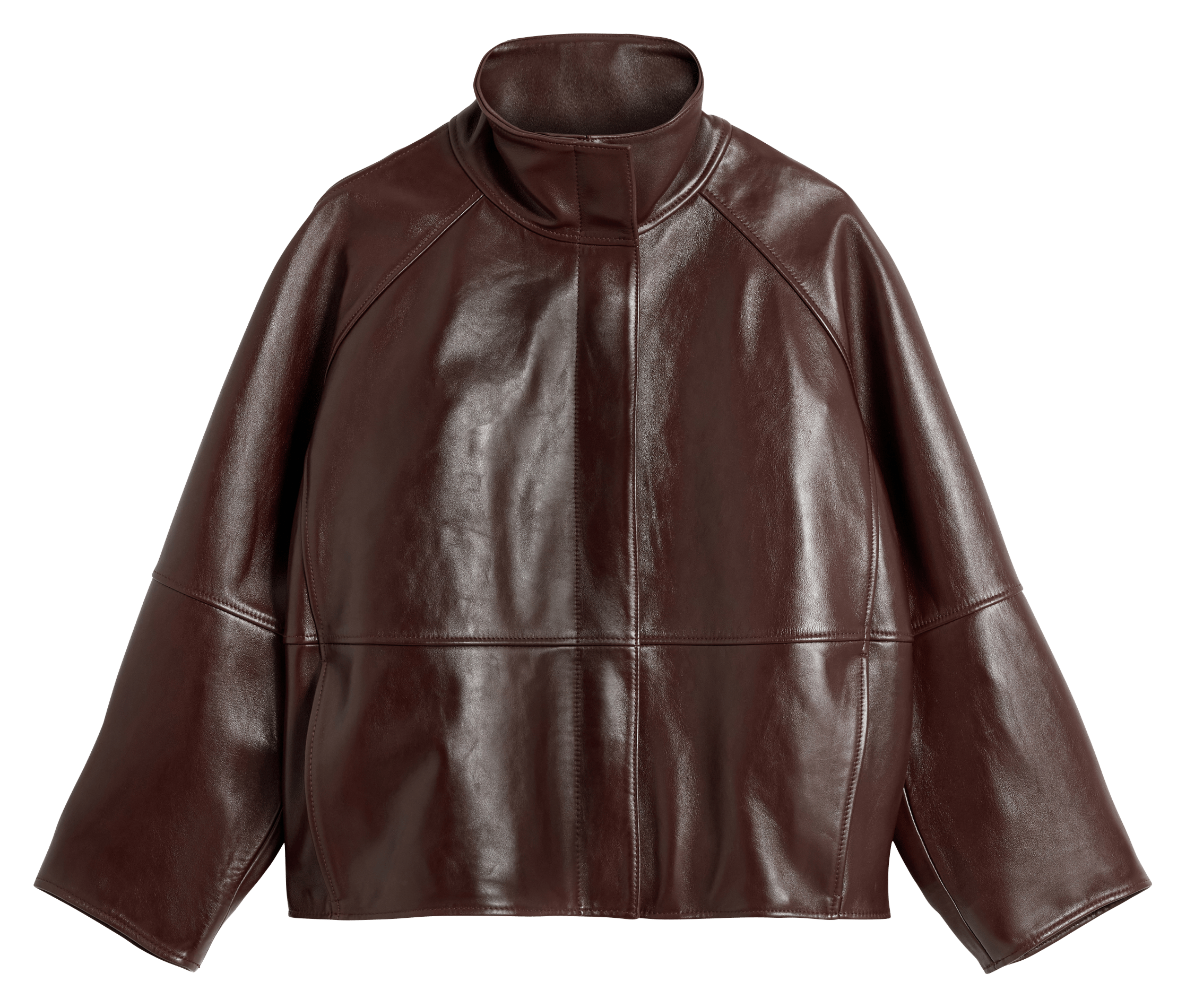 Loose-fitting high-neck leather jacket SOEUR Red
