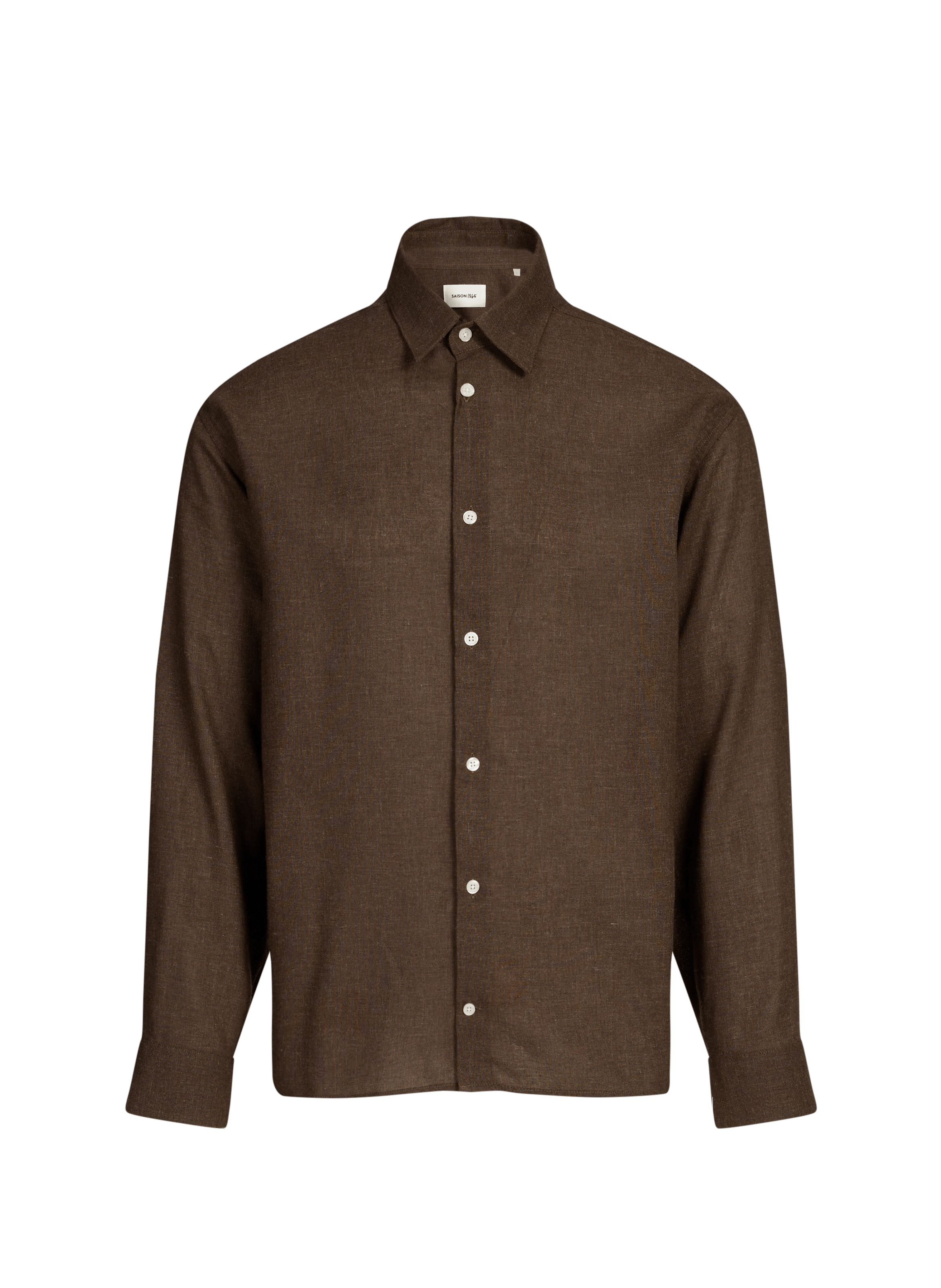 Solid straight button-up shirt SAISON 1865 Khaki