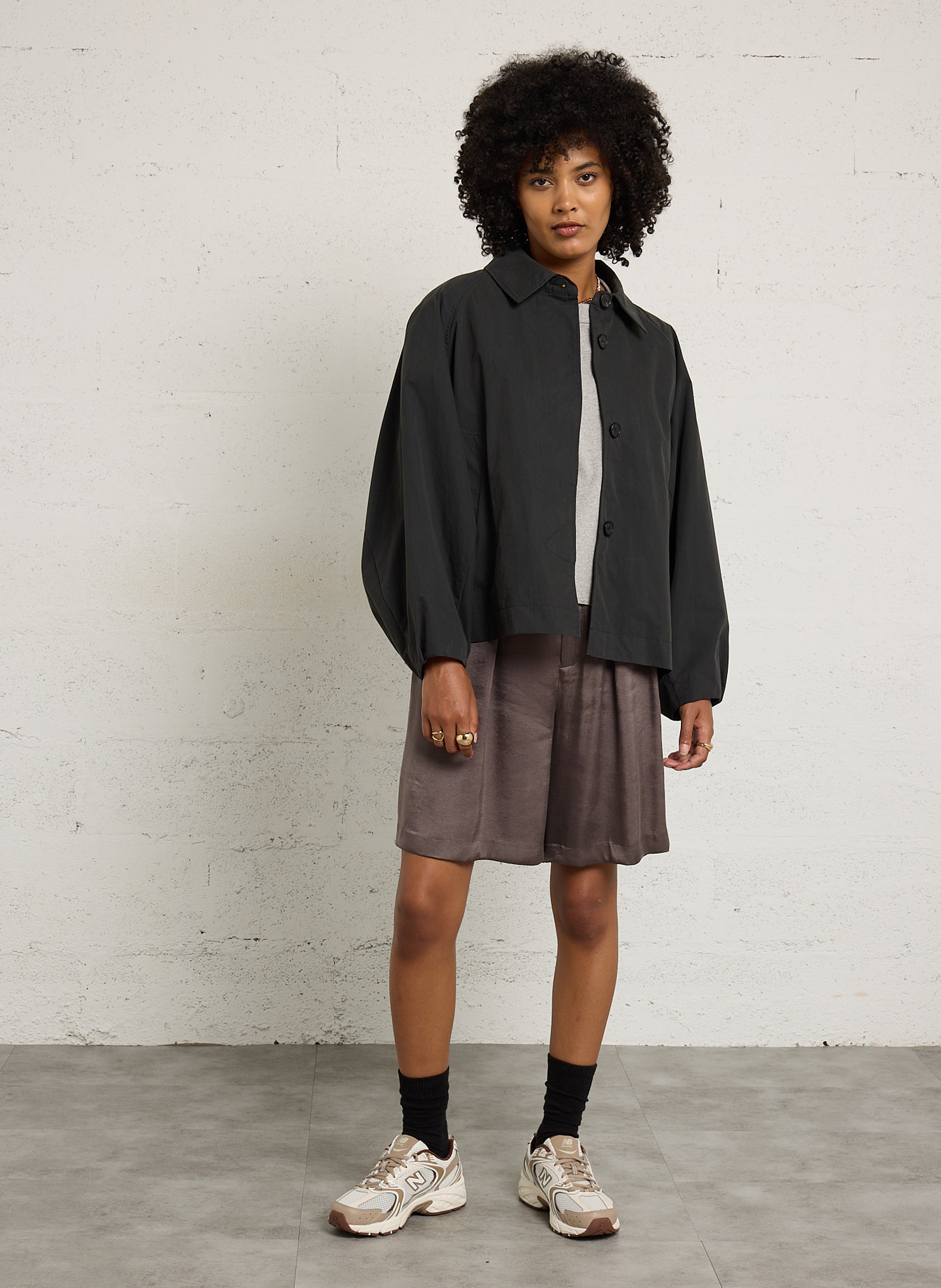 Baumwoll-Mix-Jacke mit klassischem Kragen BELLEROSE Schwarz