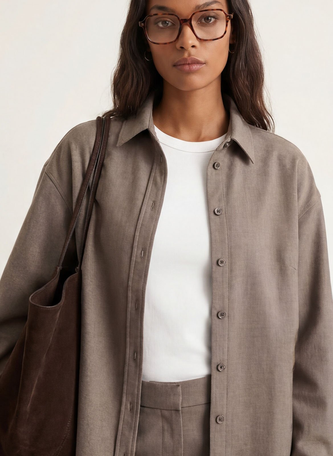 Rechte blouse met klassieke kraag KOOKAI Bruin