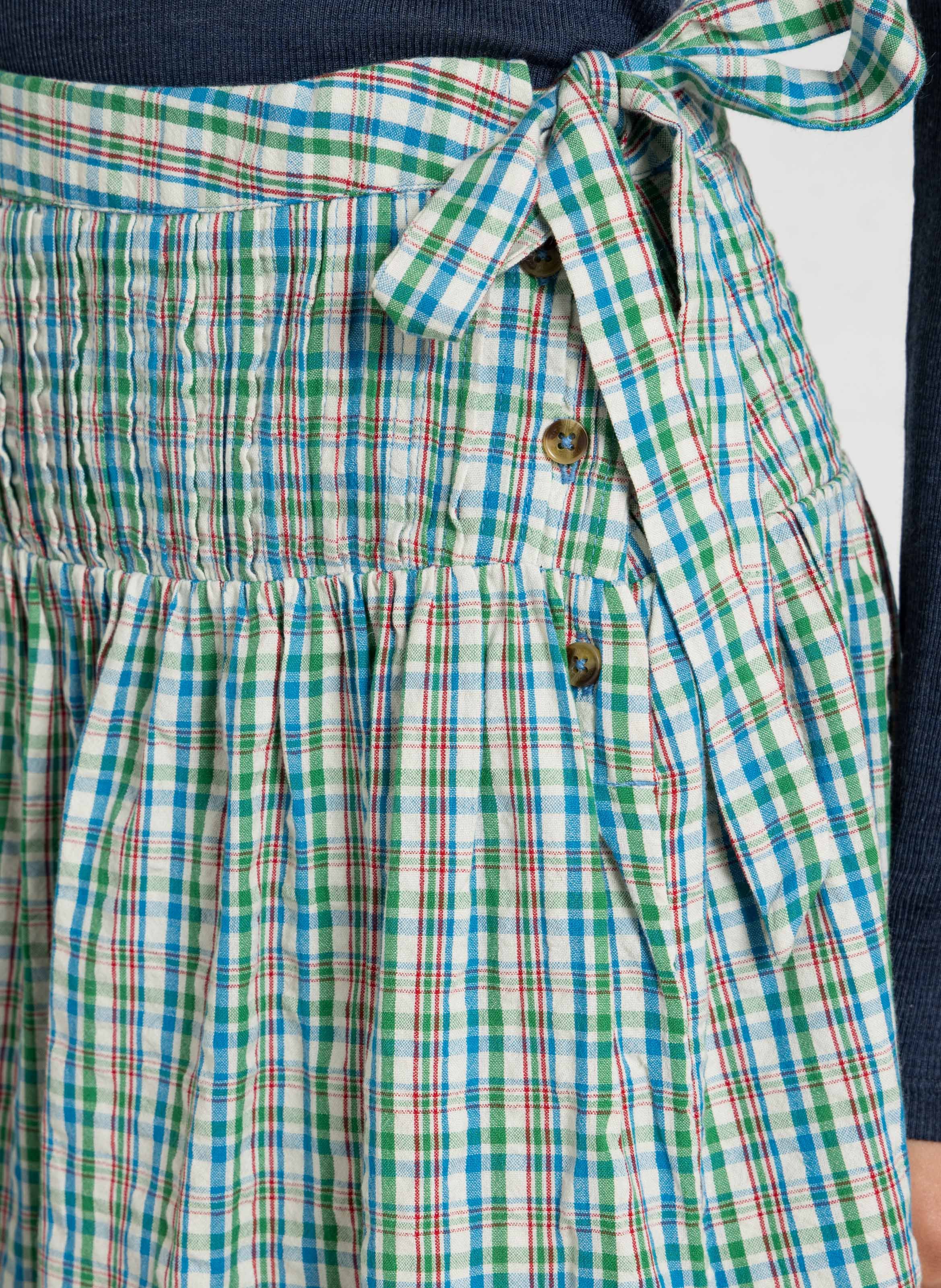 Jupe midi à carreaux en coton biologique DAMSON MADDER Multicolore