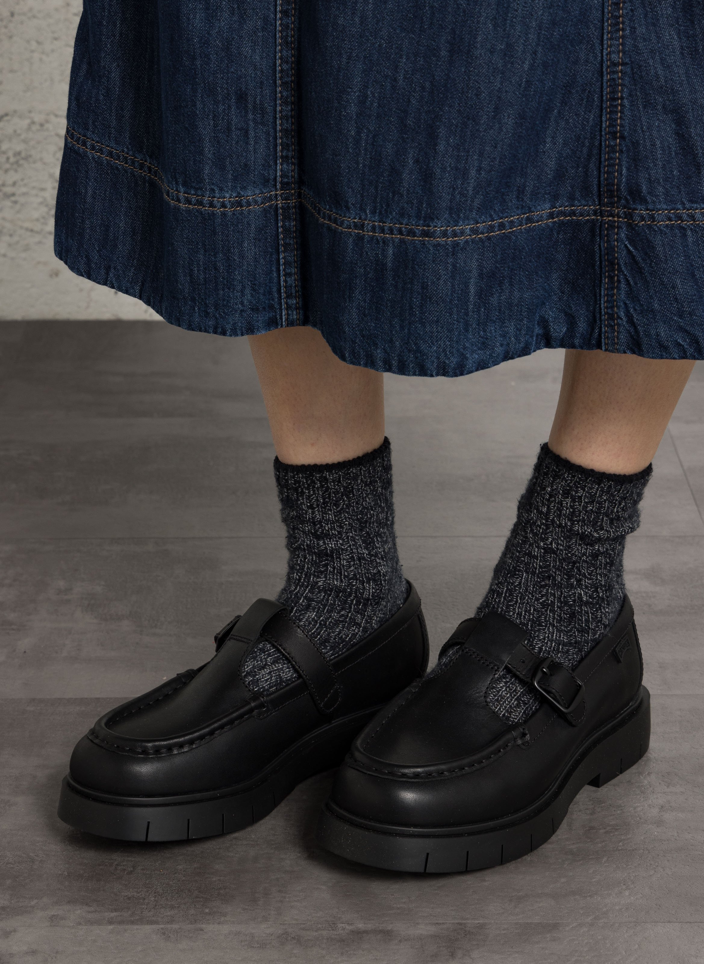 Mocassins à brides unis en cuir CAMPER Noir