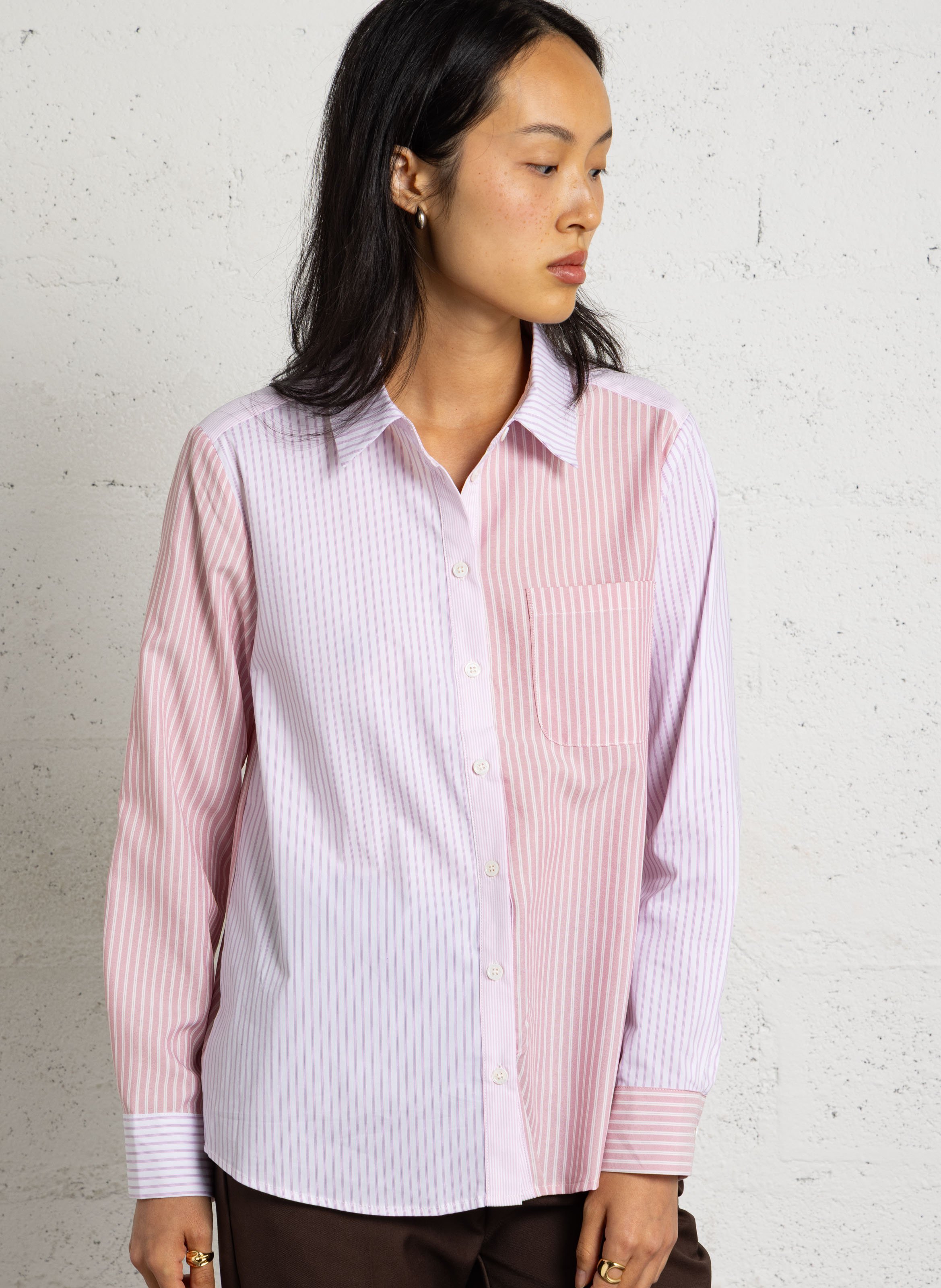 Gerade Streifenbluse aus Baumwollmischung LA PETITE ETOILE Rosa