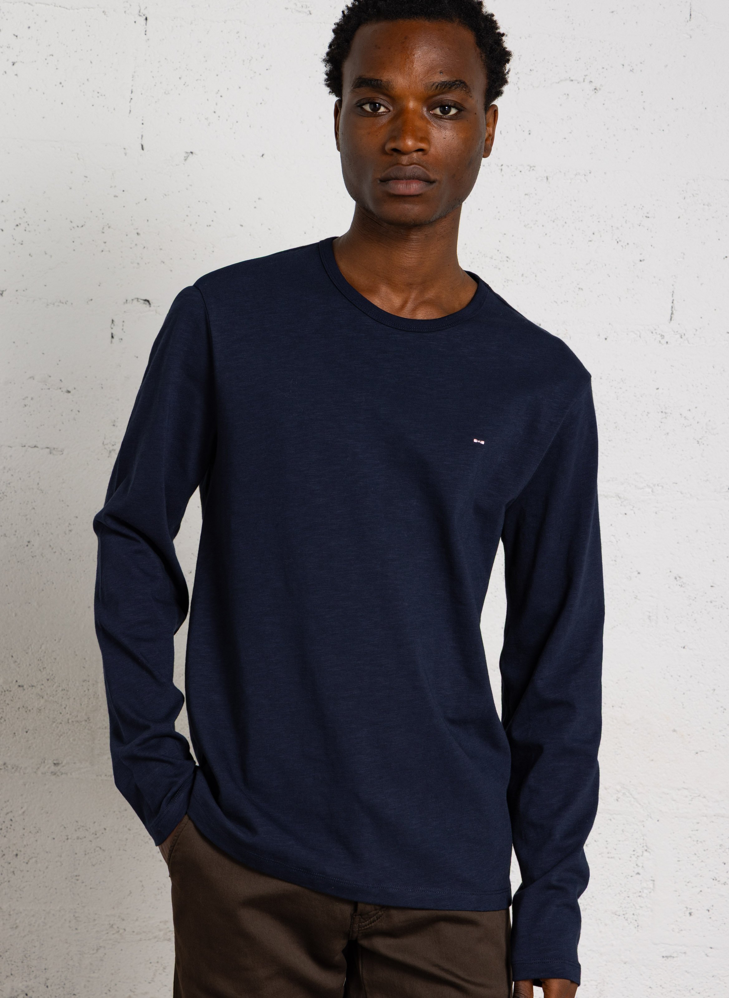 Tee-shirt droit col rond uni EDEN PARK Bleu