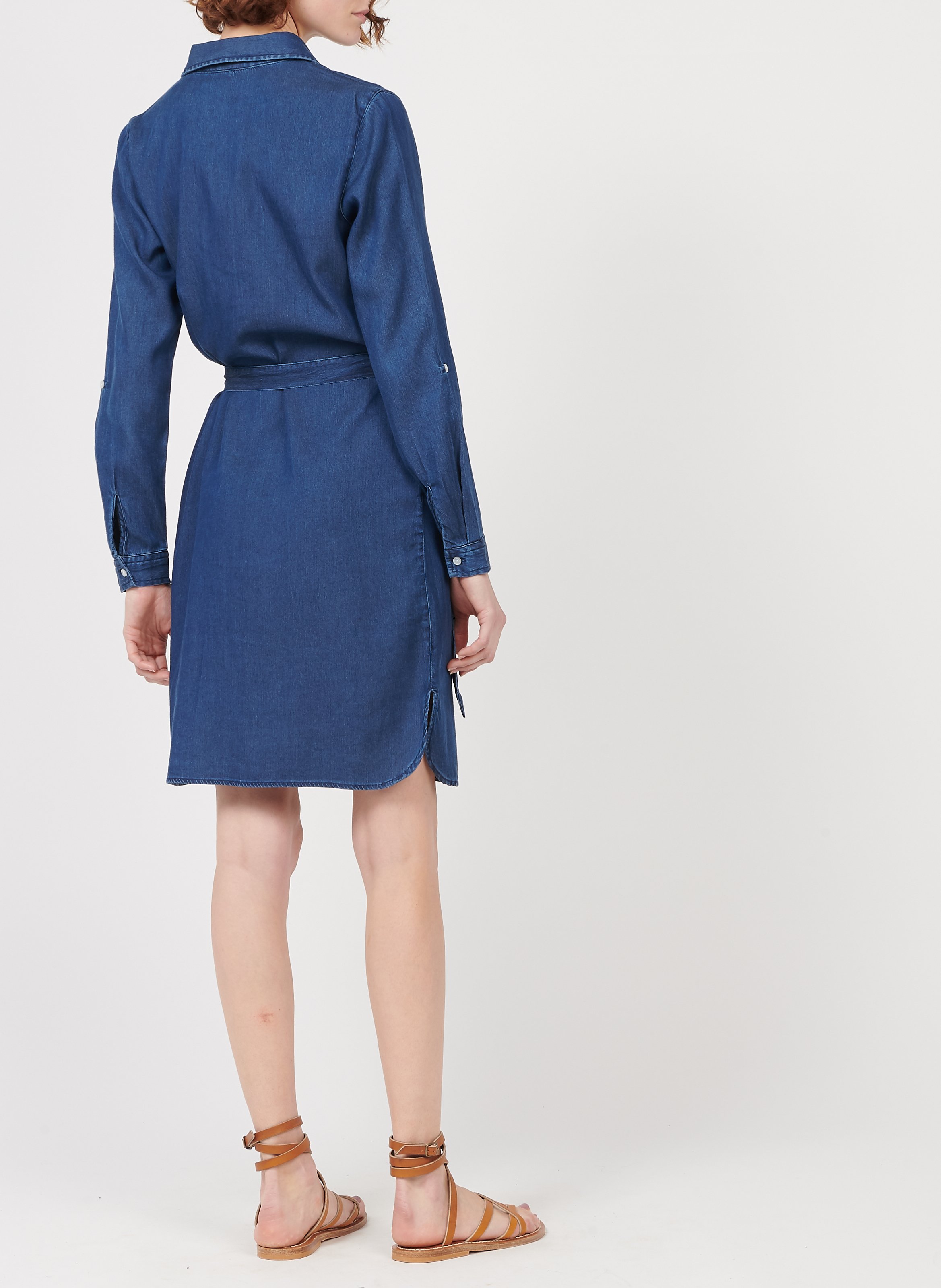 Robe courte chemise en chambray VILA Bleu