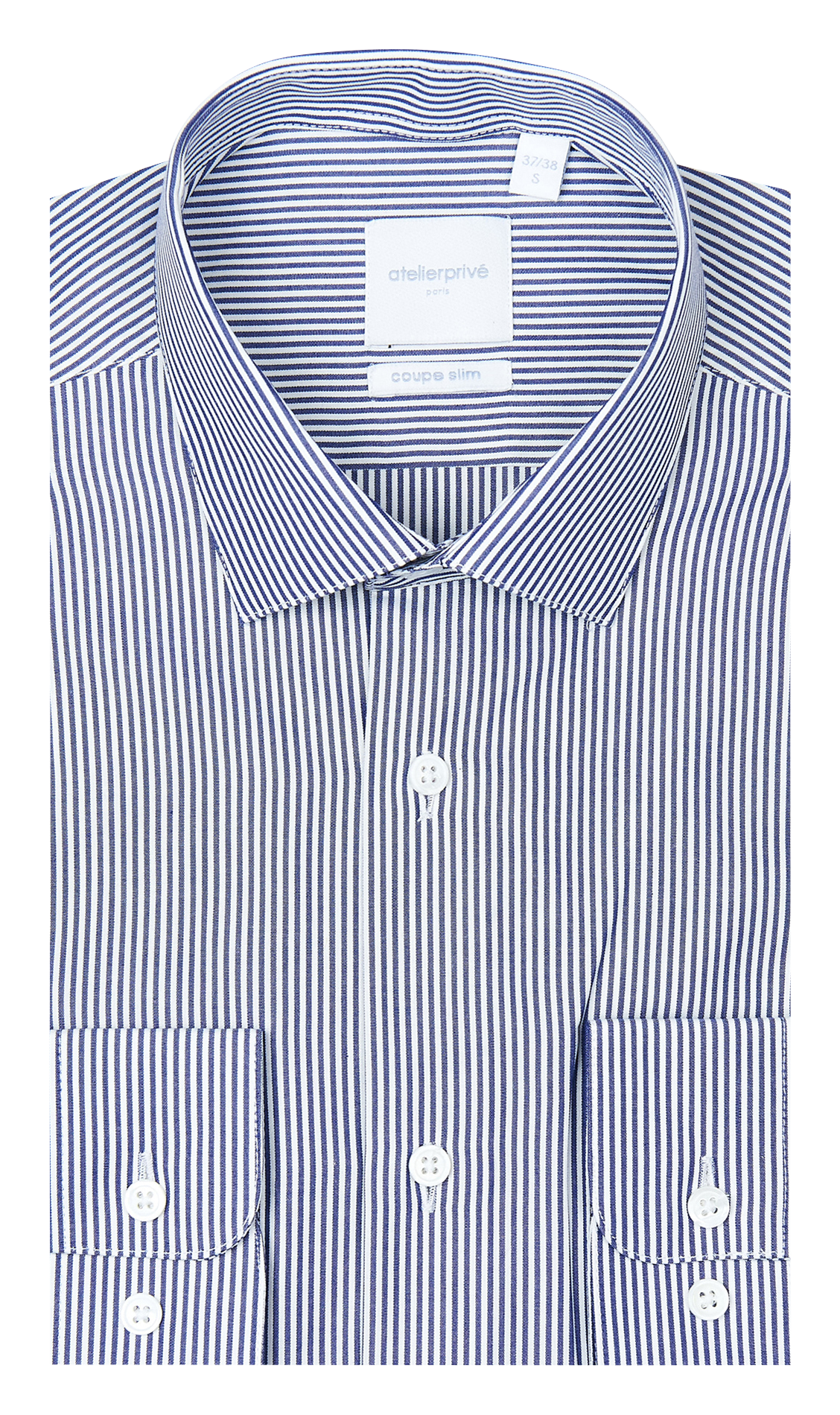 Slim-fit striped cotton shirt with classic collar ATELIER PRIVE Blue
