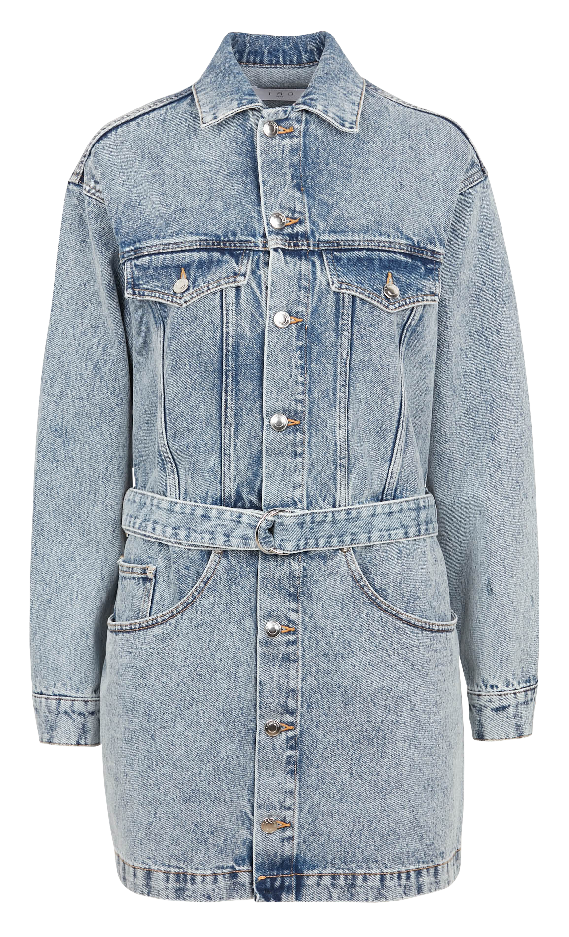 Korte, rechte spijkerjurk met verwassen effect IRO Blauw