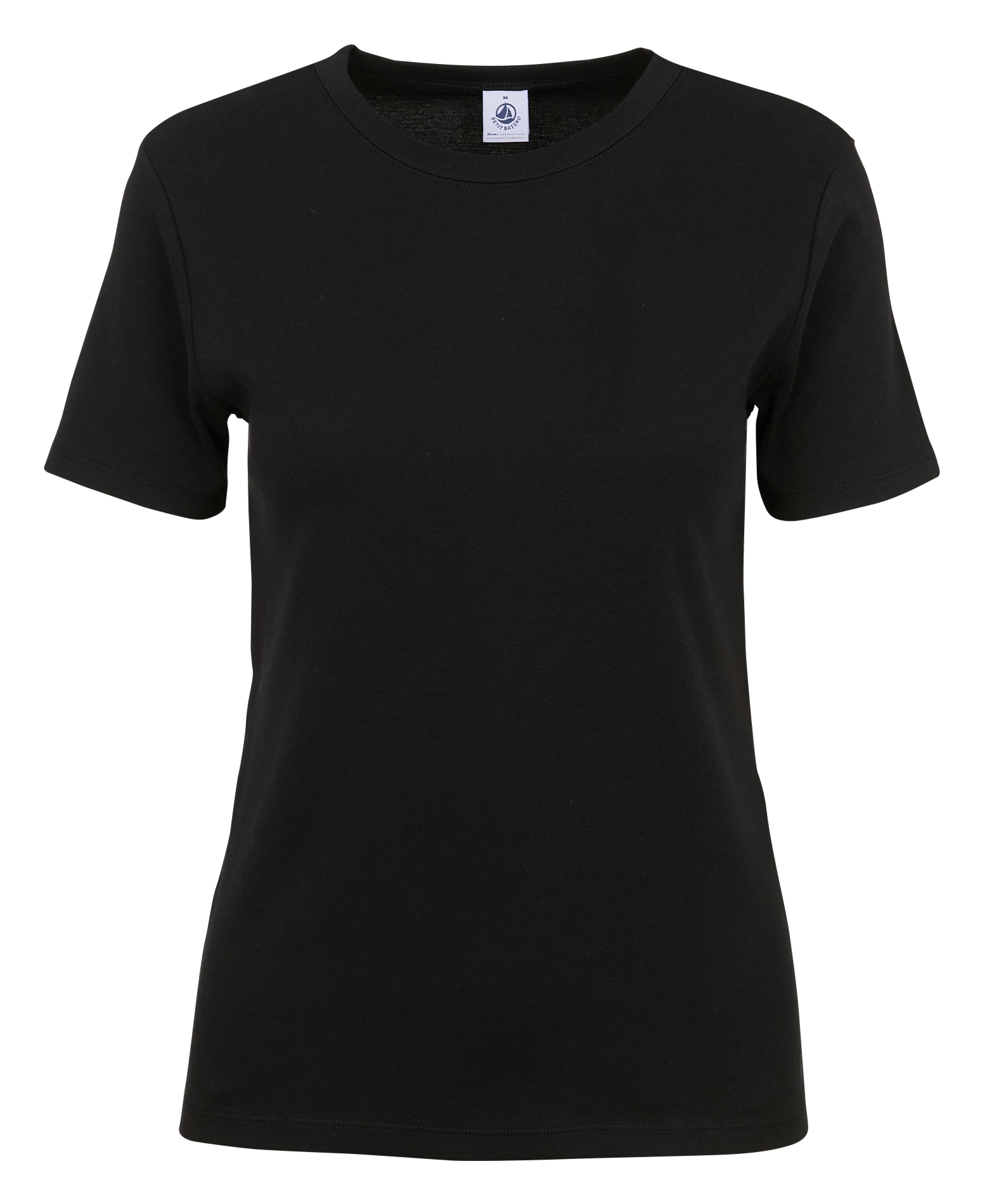 Tee-shirt droit col rond en coton PETIT BATEAU Noir