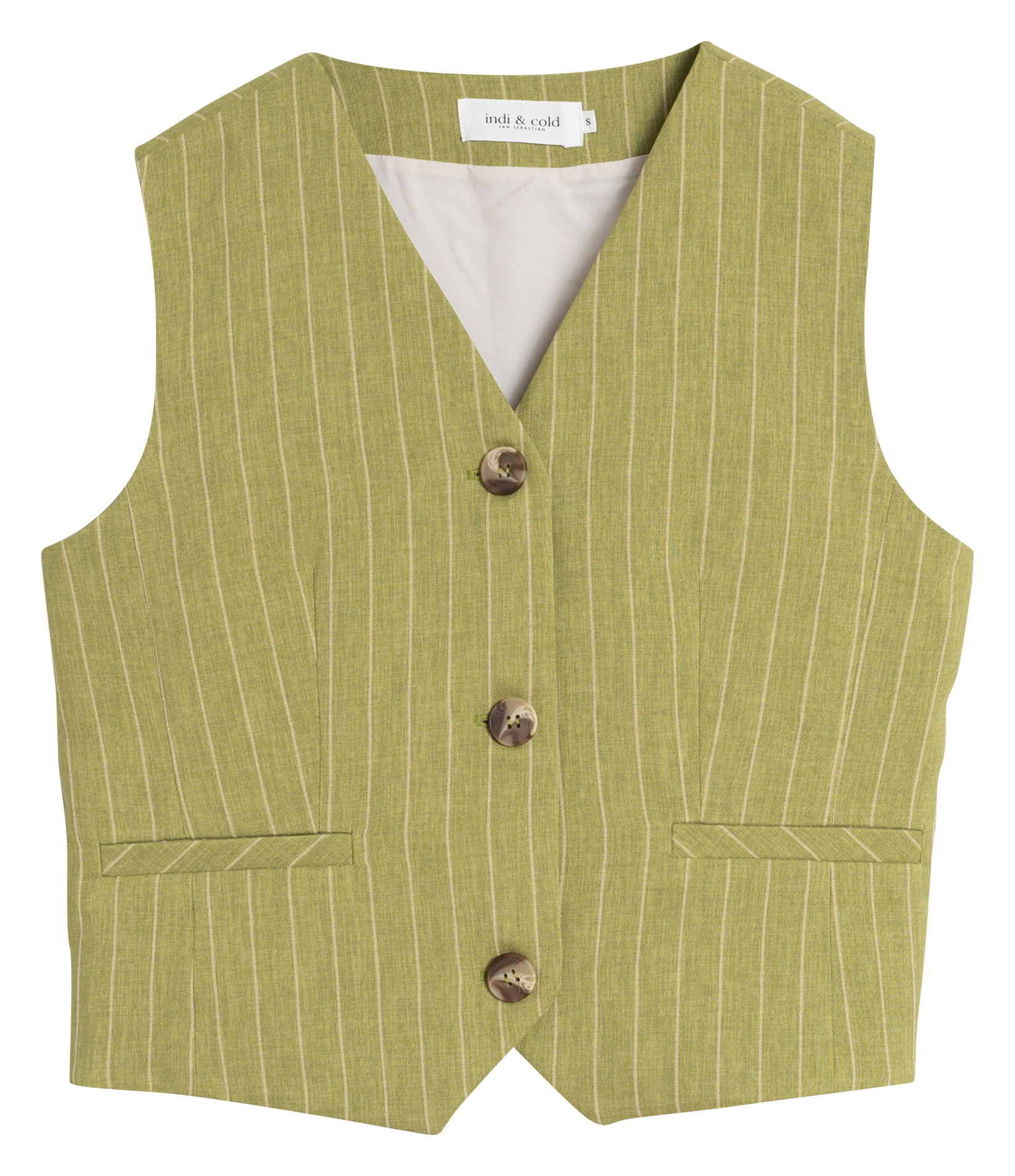 Striped V-neck cardigan INDI & COLD Green