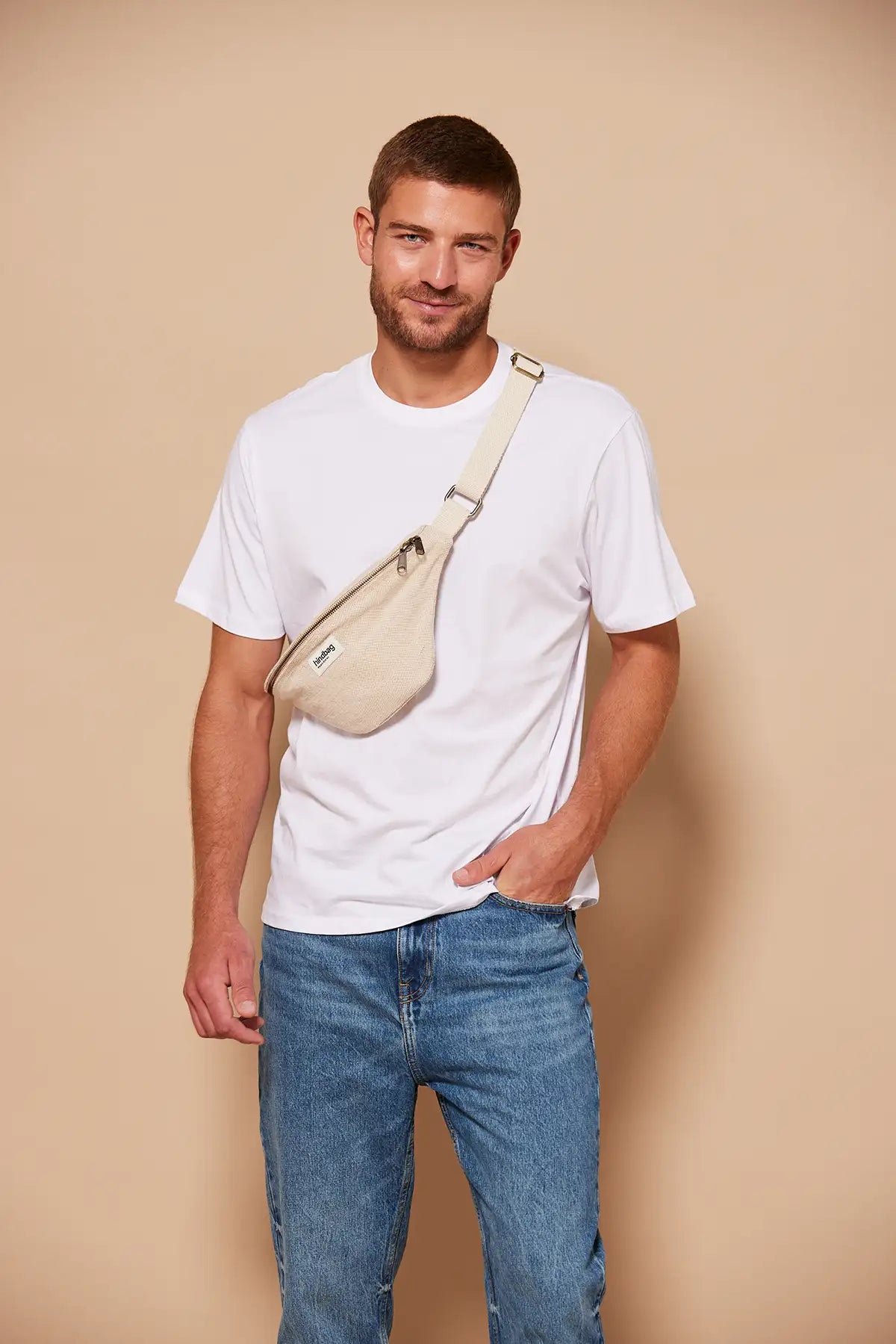 Cotton waist bag Beige
