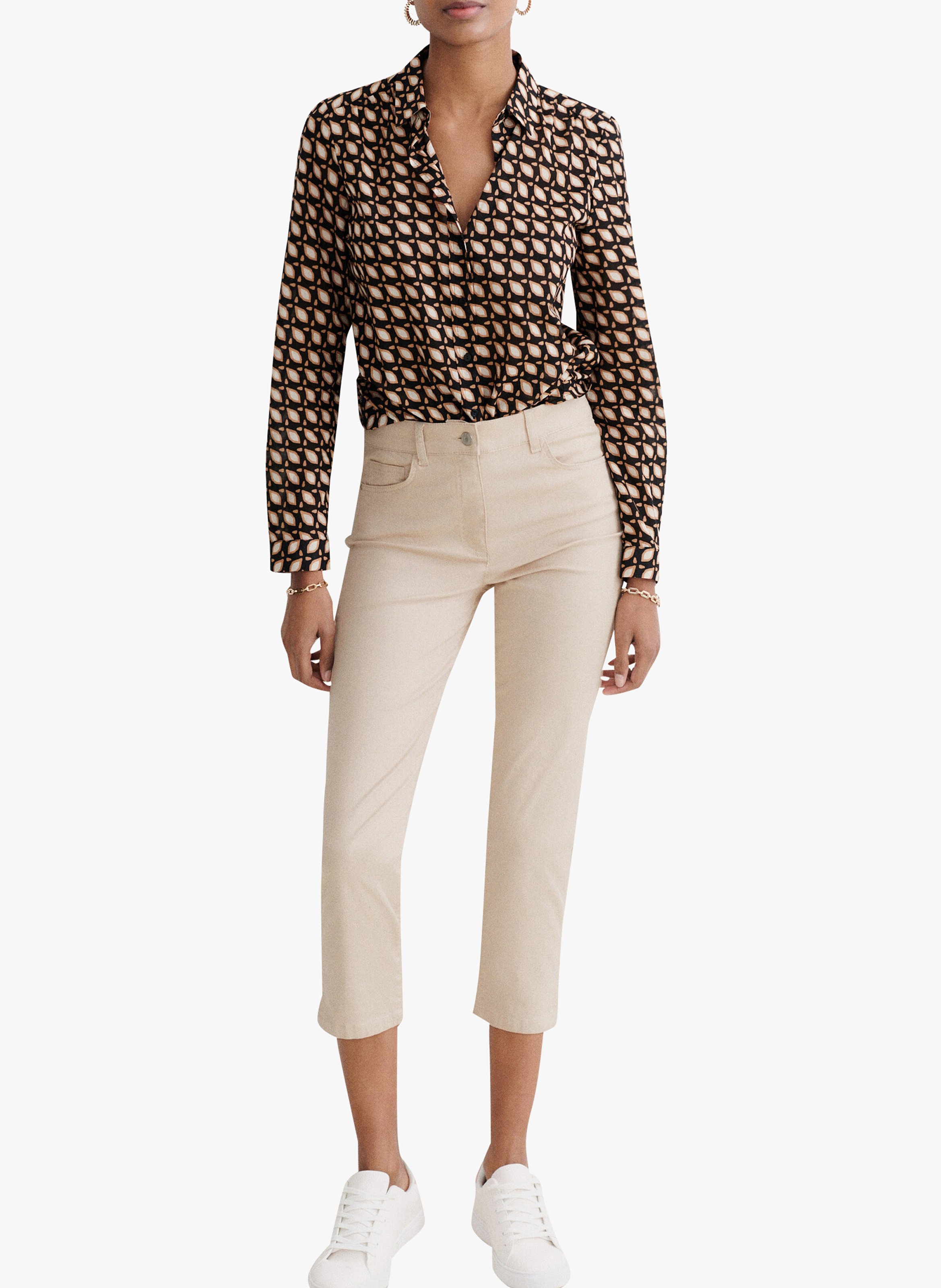Cropped cotton-blend pants CAROLL Beige