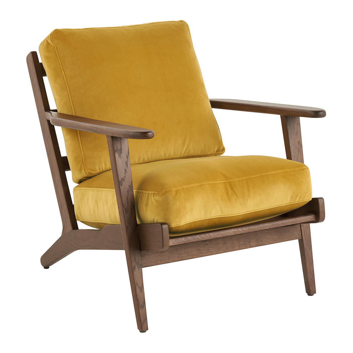 Fauteuil jules en velours - safran BLANC D'IVOIRE Jaune
