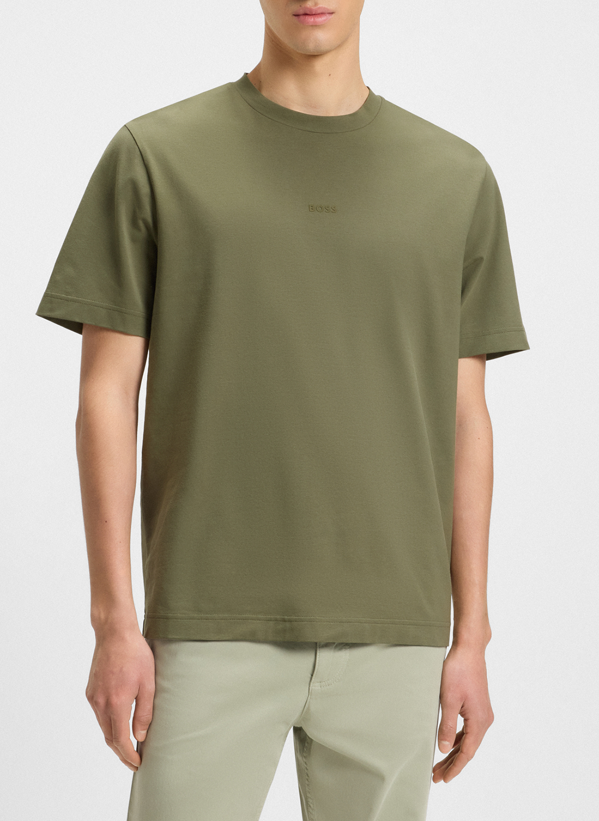 Round-neck cotton-blend T-shirt with screen print BOSS