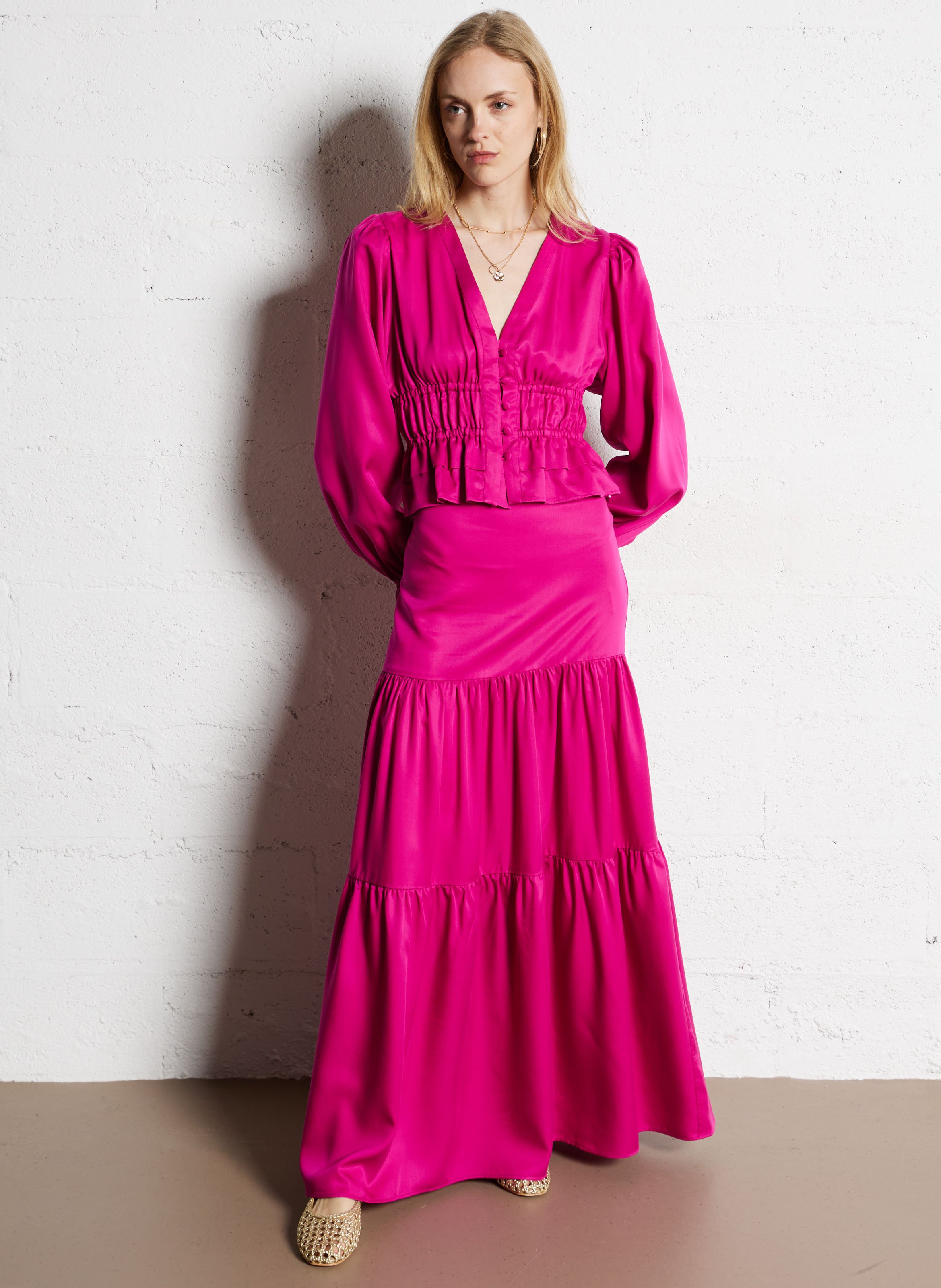 Tailliertes Oberteil mit V-Ausschnitt ELISE CHALMIN Rosa