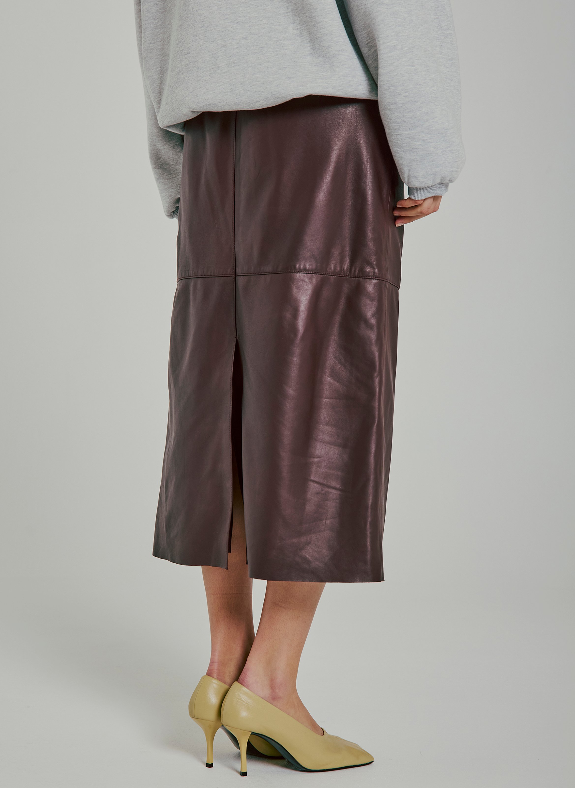 Leather midi skirt NORR Red