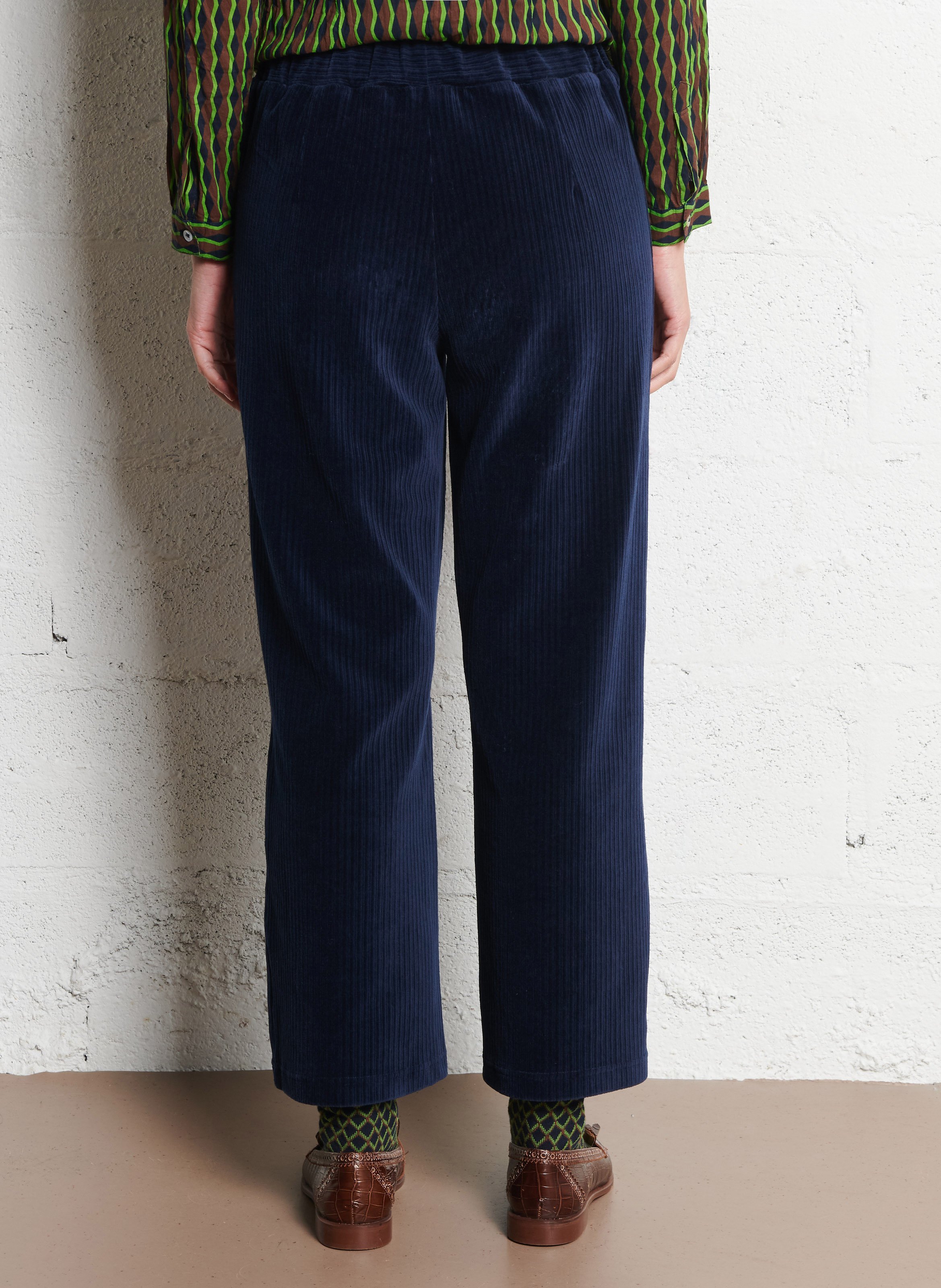 Pantalon large en velours côtelé NICE THINGS Bleu