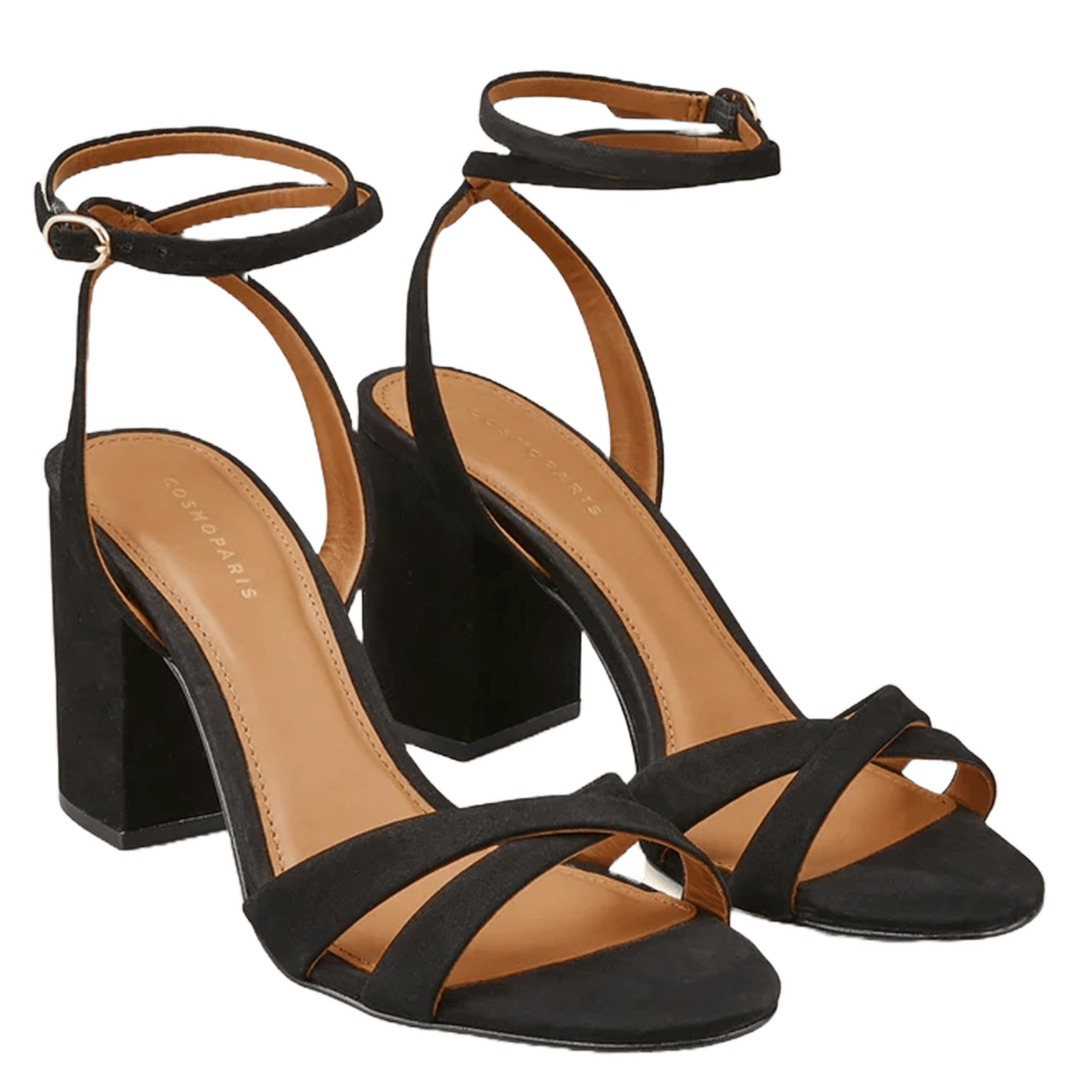 Sandales hautes à brides en cuir suédé COSMOPARIS Noir