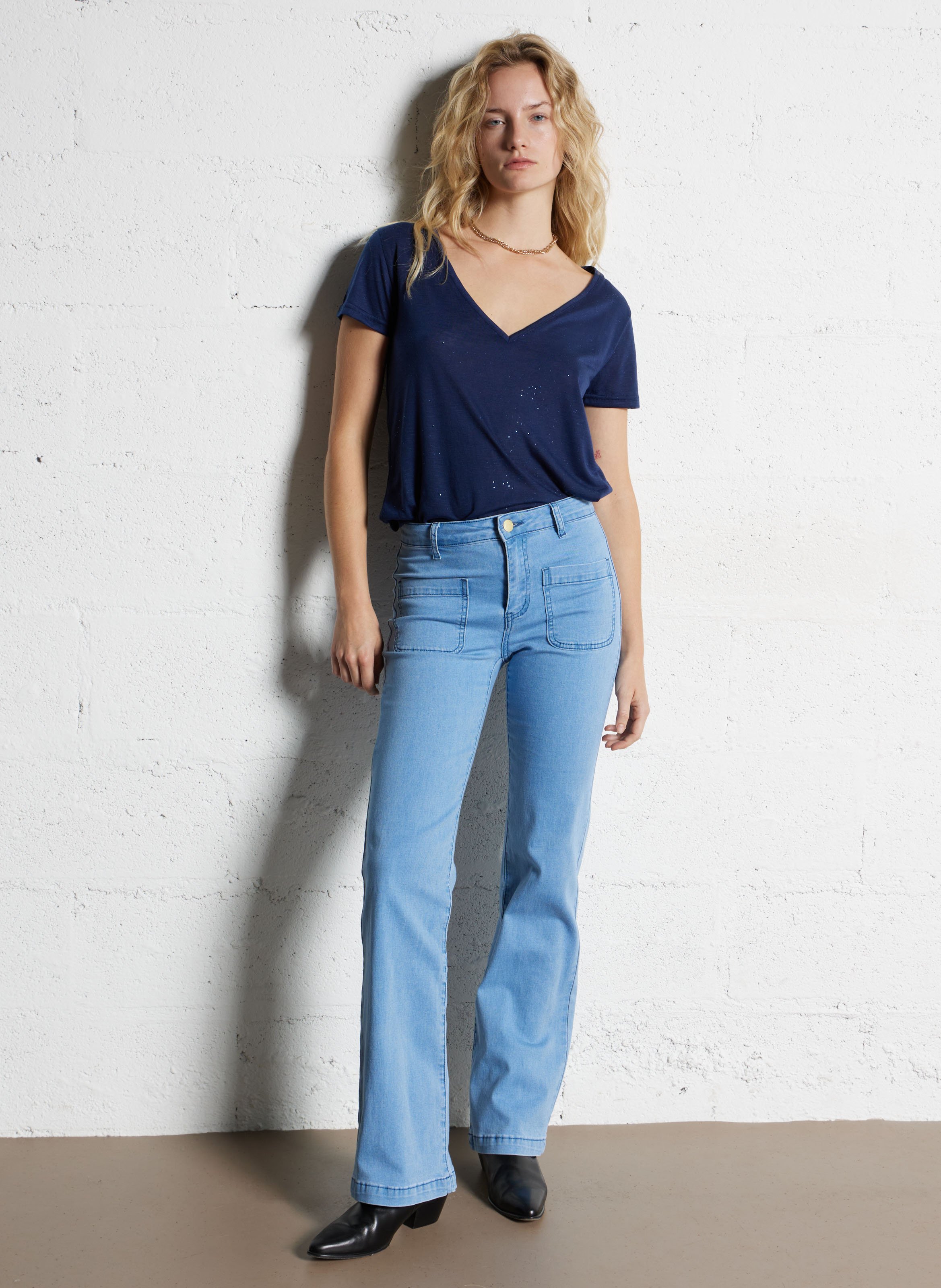 Jean bootcut taille haute LA PETITE ETOILE Bleu