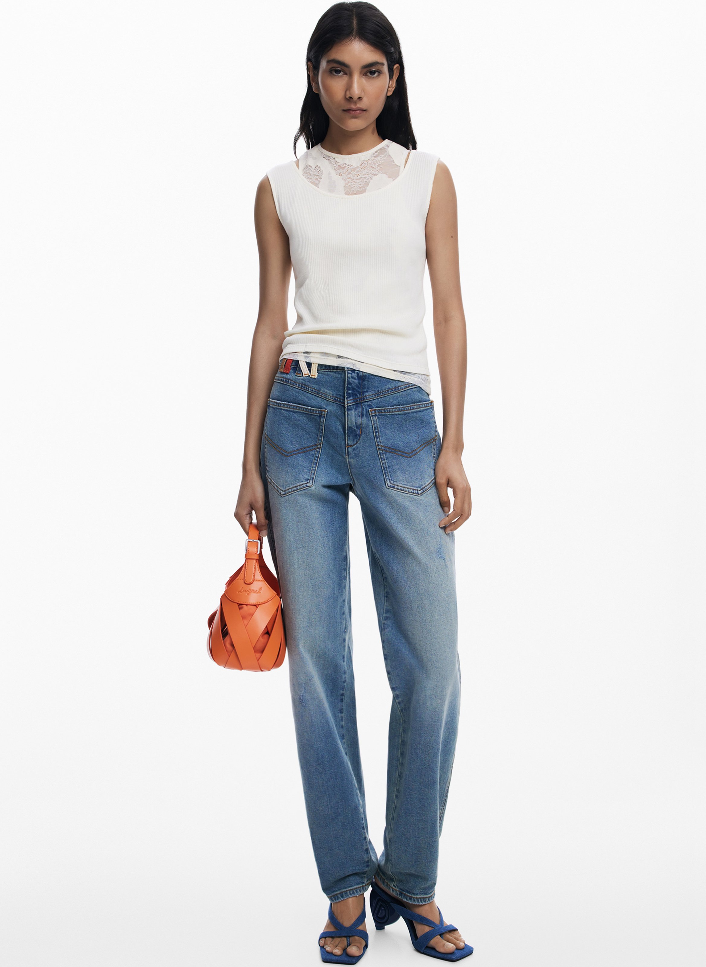 Débardeur double dentelle DESIGUAL Blanc